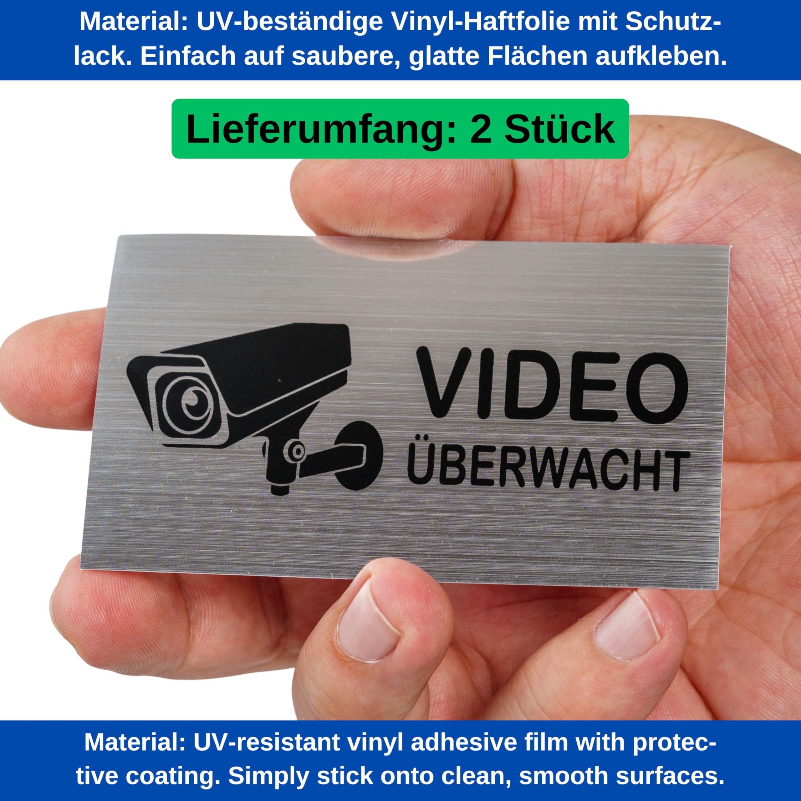 Adesivo Avviso Videosorveglianza 90x90mm - Aufkleber Videokamera Überwachung VA30