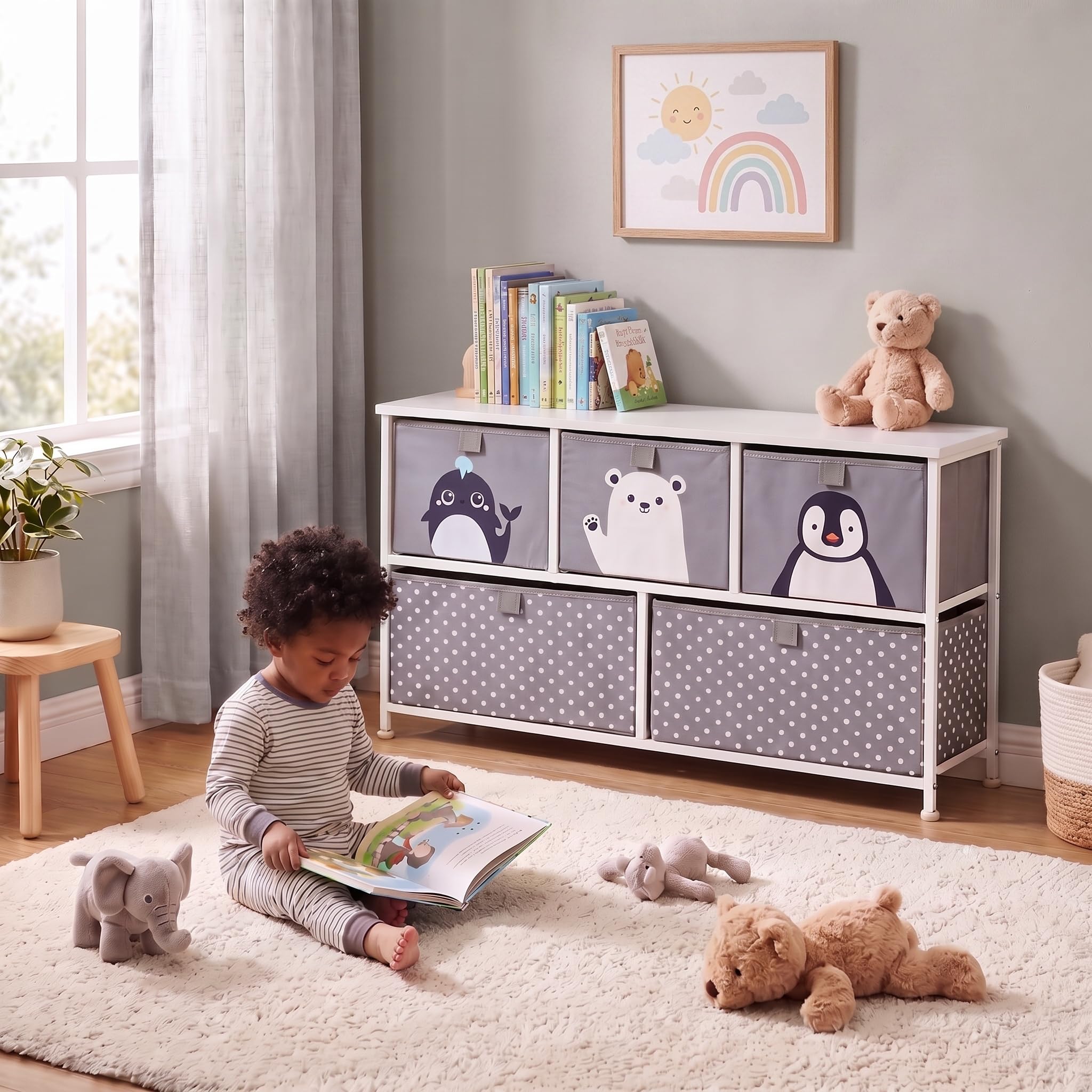 Liberty House Toys 5 Drawer Storage Chest Unit - Grey - Kids Furniture