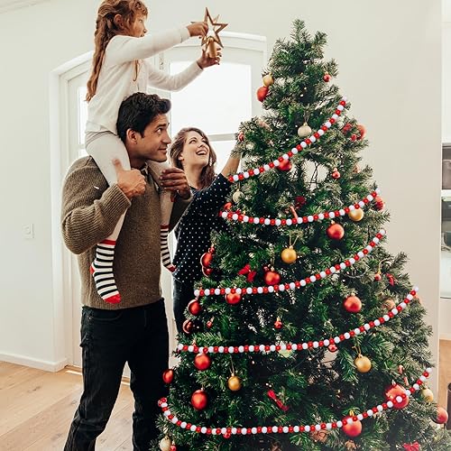 Miniatura 3 de Frienda Guirnalda de cuentas de madera de Navidad de 100 pies, decoración de árbol de Navidad con cuentas de madera, cuentas decorativas de granja,