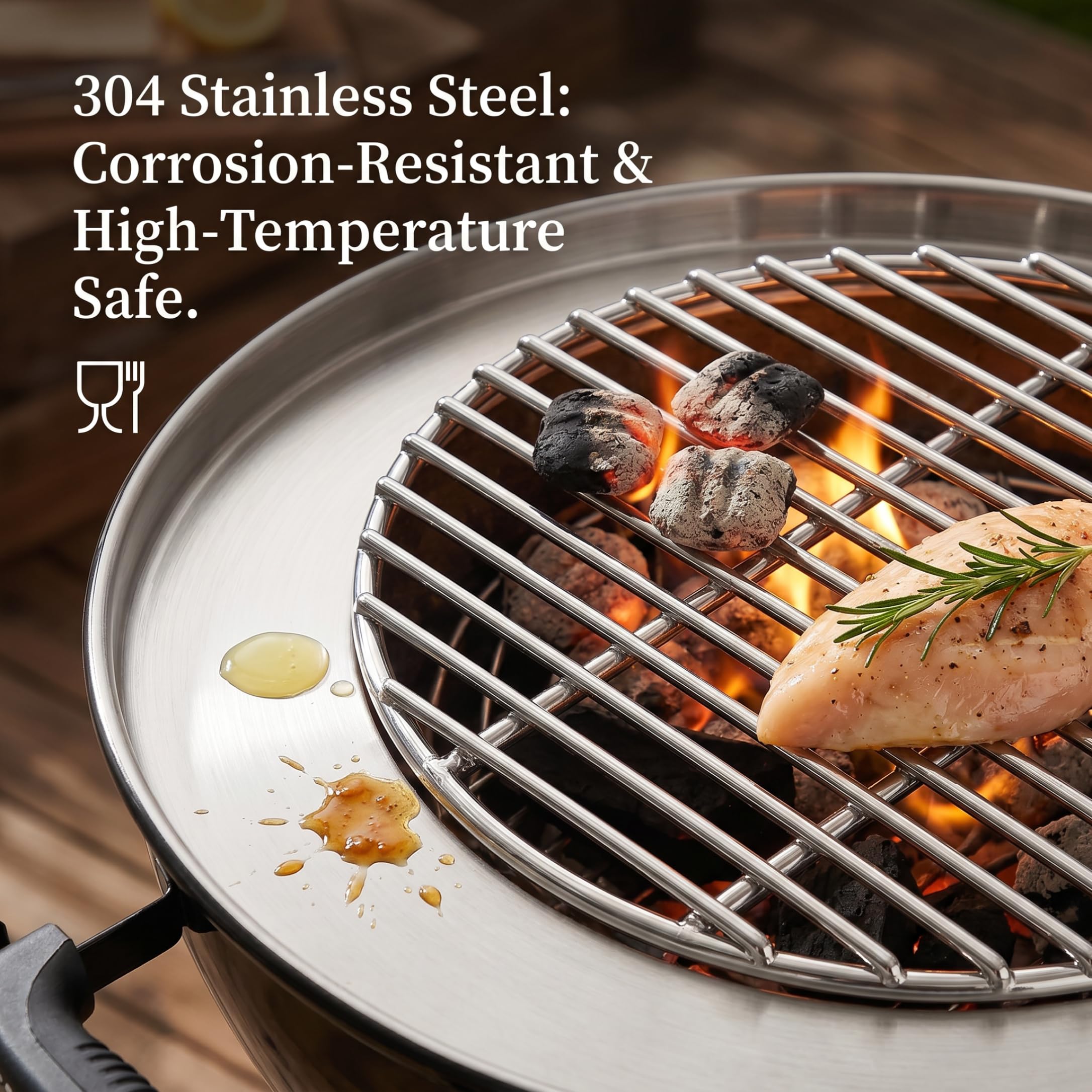 43 cm Sainless Seel Grill Grae, zamiennik grilla klasy spożywczej, idealny do gotowania wewnątrz i na zewnątrz, idealny na kemping i grillowanie