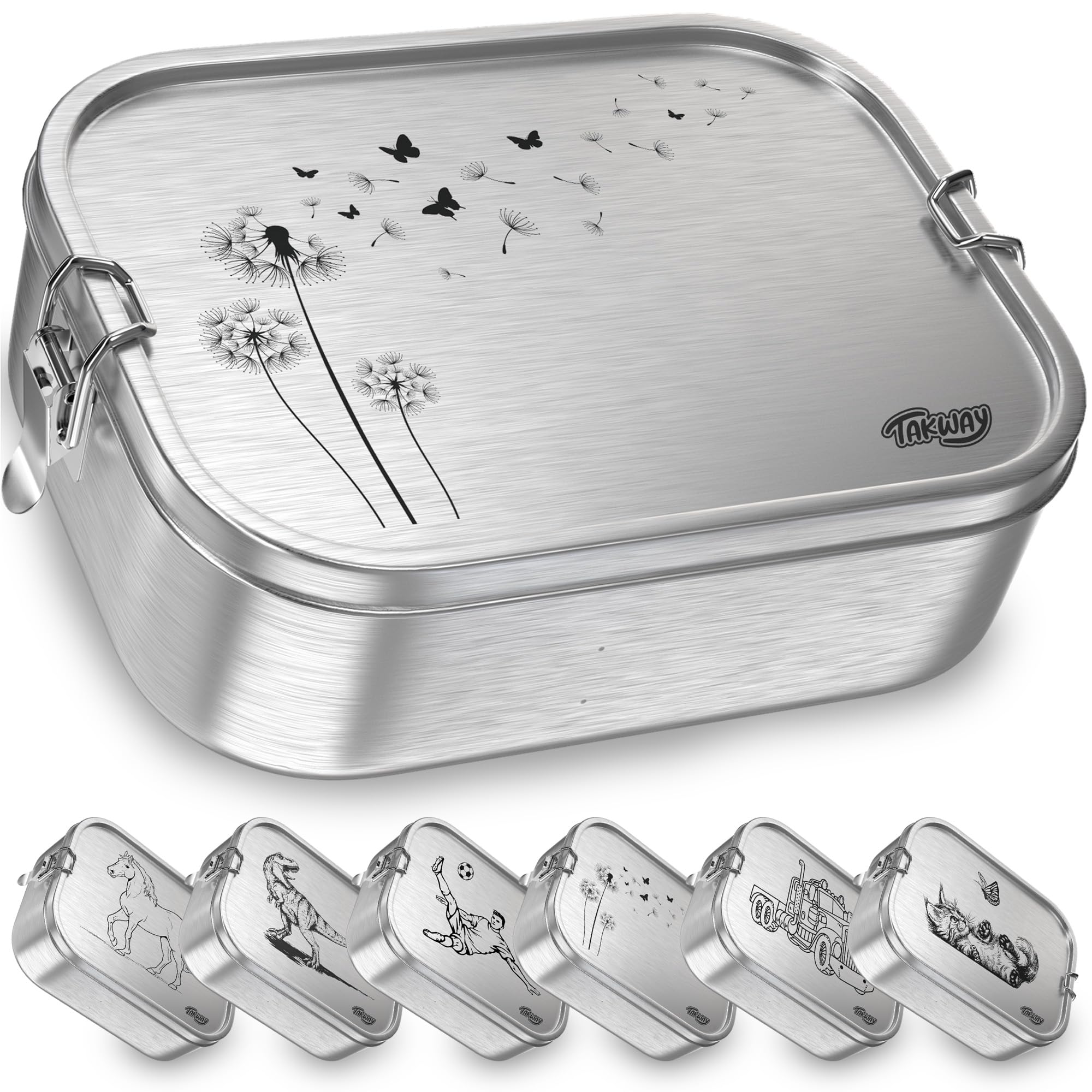 TAKWAY Edelstahl Brotdose mit Fächern 800ml – Auslaufsichere Lunchbox für Kinder & Erwachsene, Bento Box mit flexibler Unterteilung, für Kindergarten, Schule & unterwegs