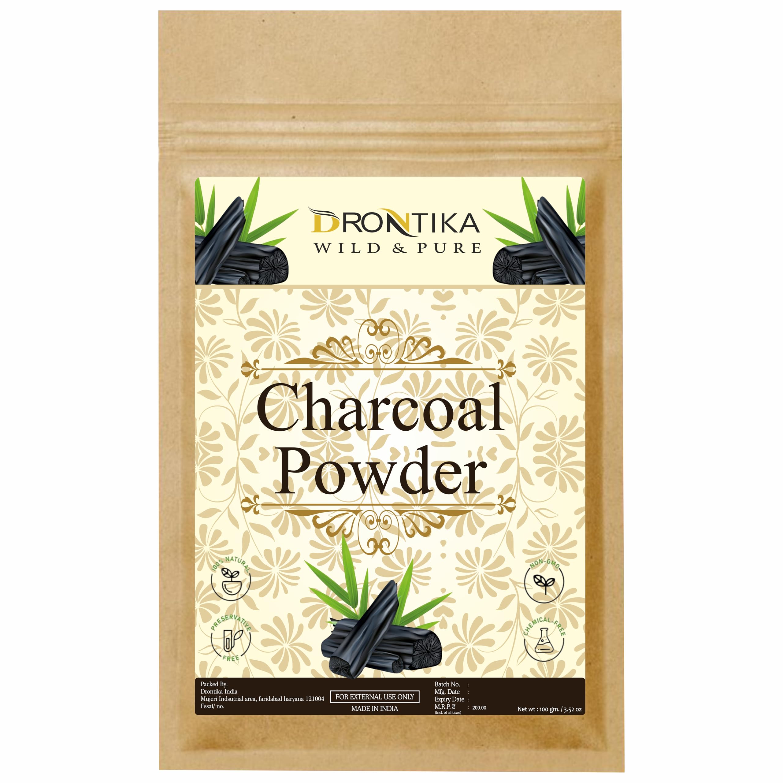 drontika 100% Natural Activated Charcoal Powder 100gm Ideal for Skin, Detoxifies Skin, Impurities for All Skin Types-picture-45