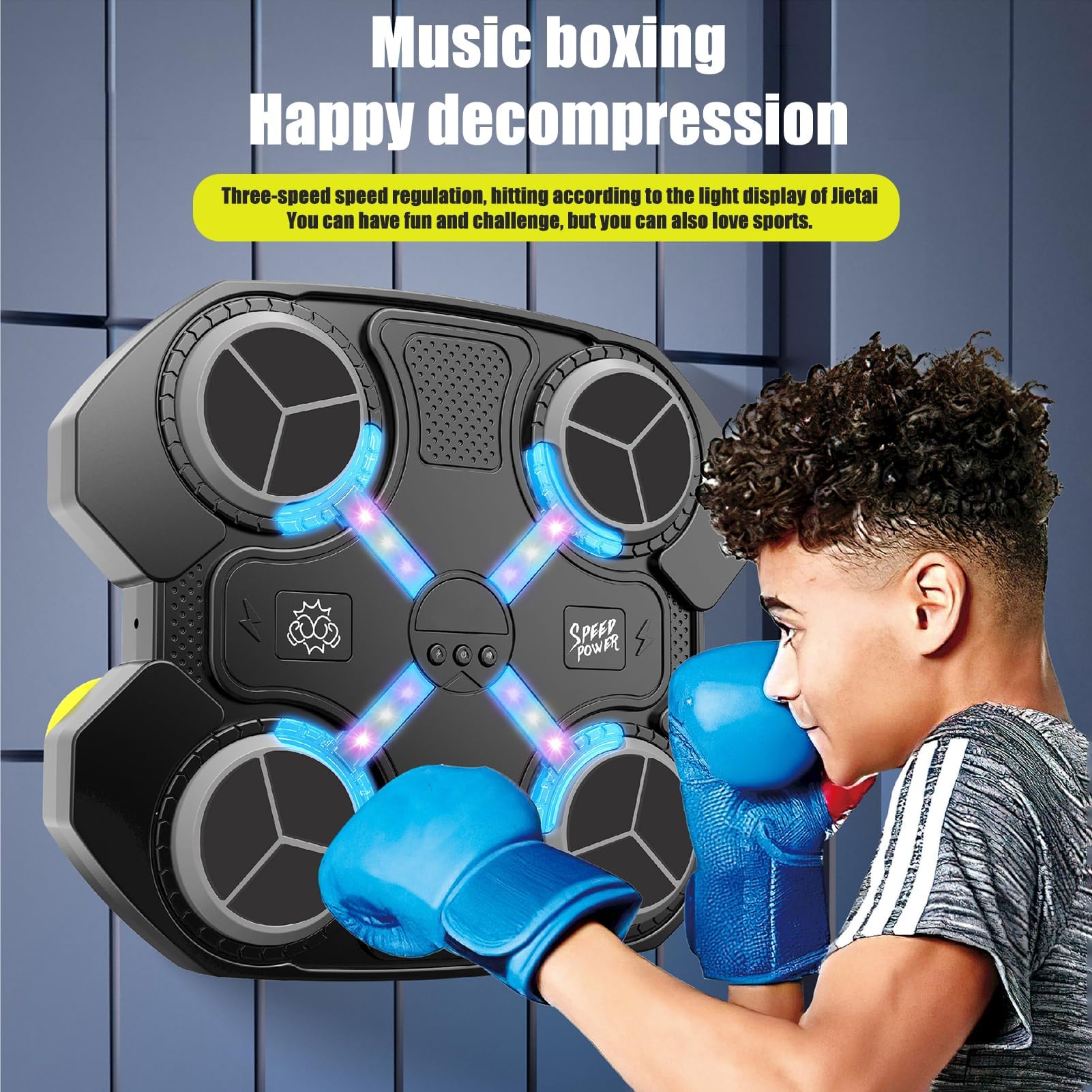 Music Boxing Machine Con Luci LED E Bluetooth - Pannello Touch Con 12 Velocità - Per Adulti E Bambini