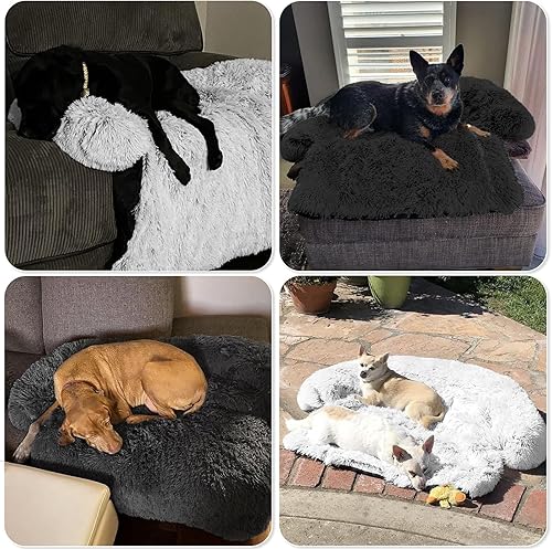 Miniatura 7 de Cama antiestrés de felpa esponjosa con protector de muebles y funda extraíble lavable para gatos y perros pequeños, medianos y grandes