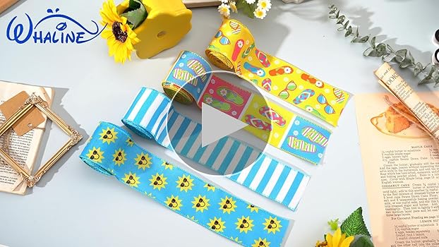 Amazon.com: Whaline 4 Rolls Summer Wired Ribbon 24 Yards