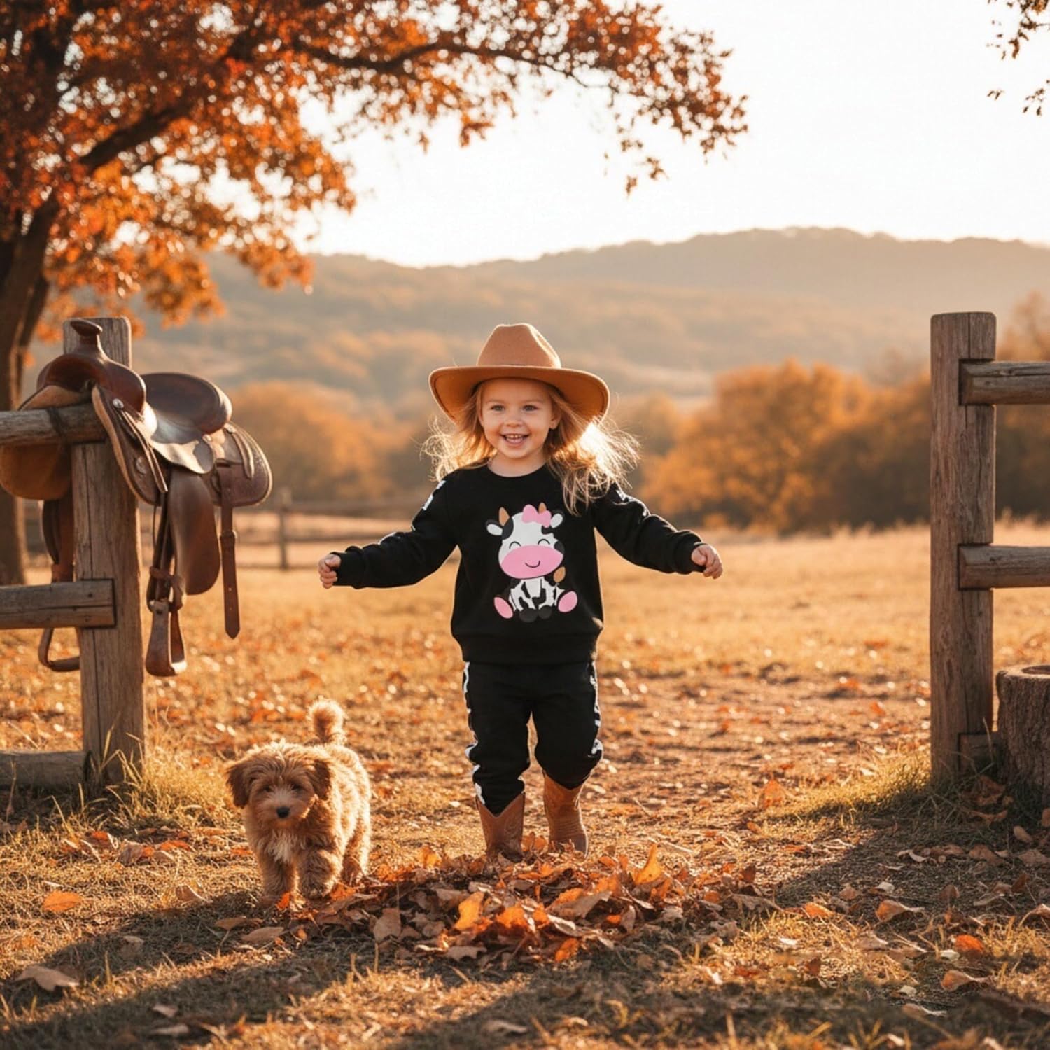 YOUNGER TREE Baby Girl Fall Clothes Toddler Sweatsuit Butterfly Print Long Sleeve Sweatshirt Top and Sweatpants Set - Image 4