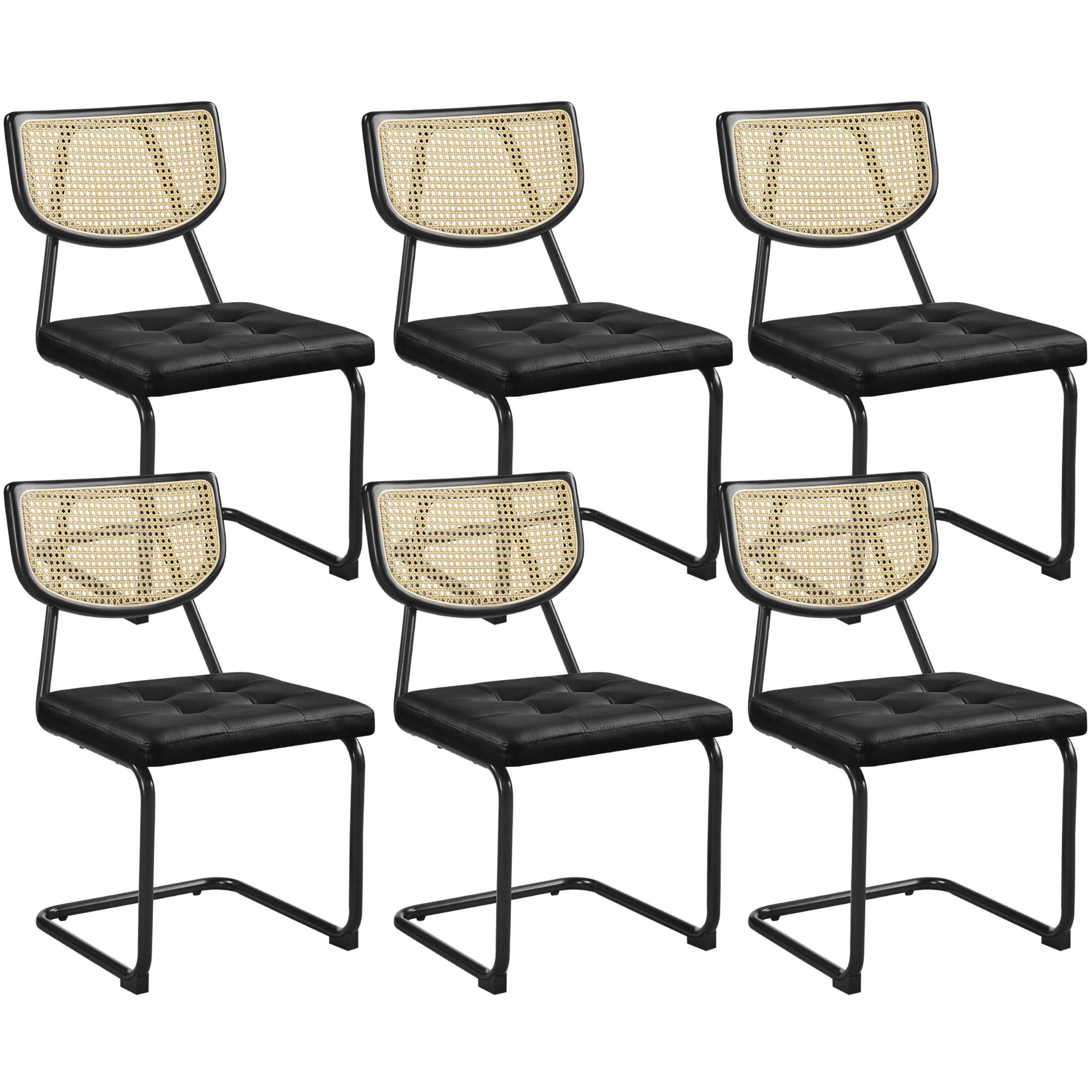Set van 2 rotan eetkamerstoelen, rotan stoelen met kussens
