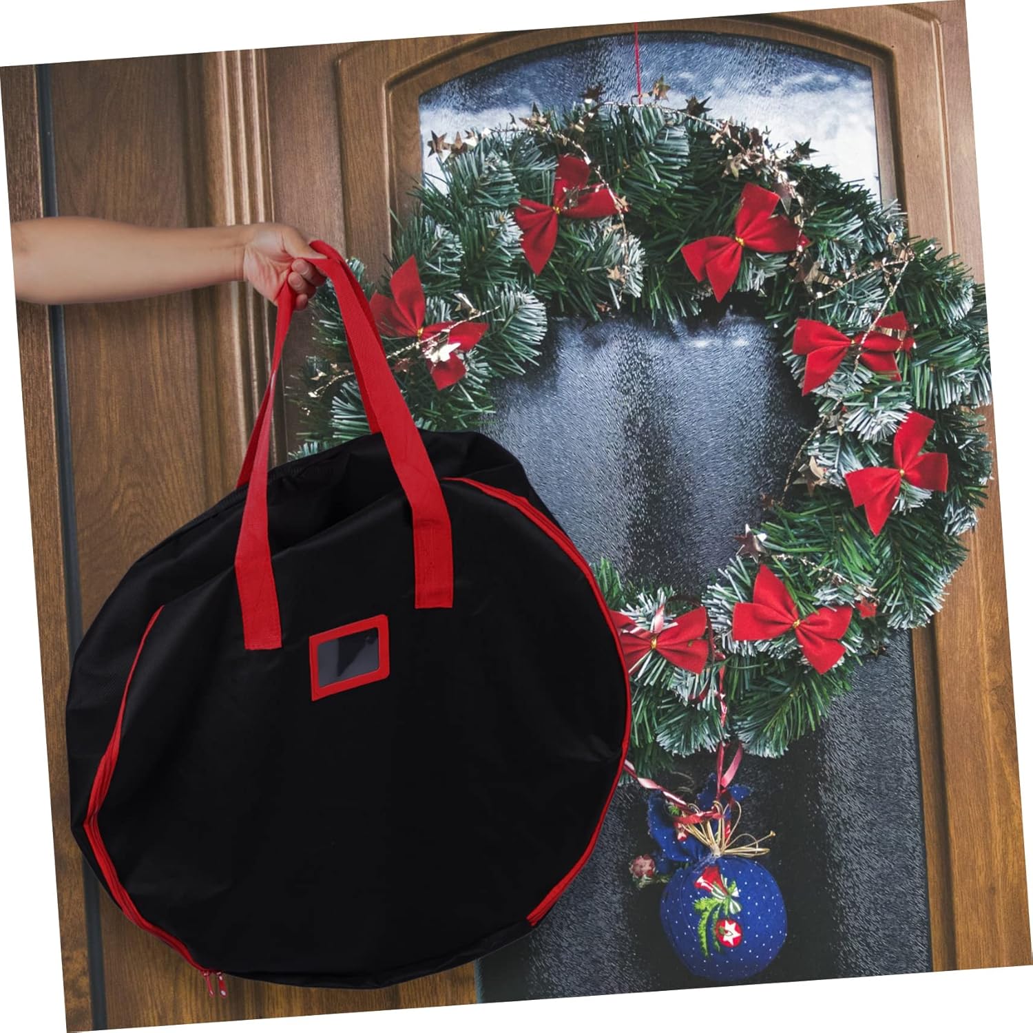 1pc Christmas Wreath Storage Bag Oxford Cloth for Christmas Garland Holiday Decor Organization for Festive Storage
