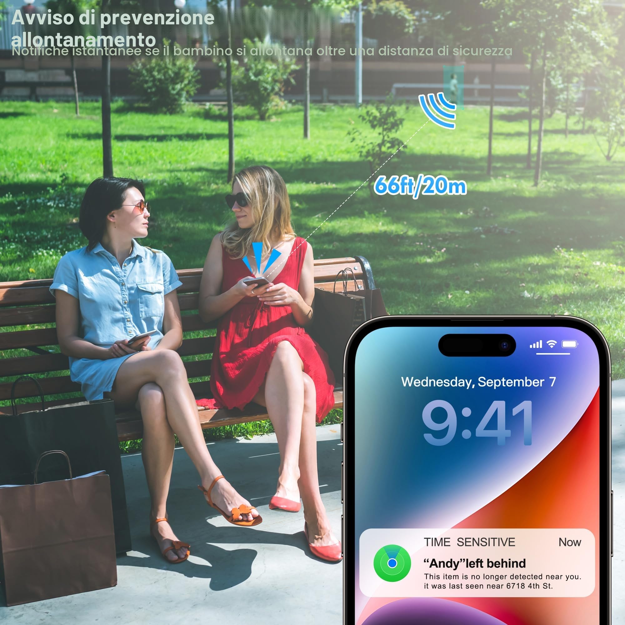 Utag - Localizzatore GPS per bambini, confezione da 4, etichetta di sicurezza, funziona con Apple Find My (solo iOS), modalità smarrito, dispositivo anti-rimozione con certificazione MFi