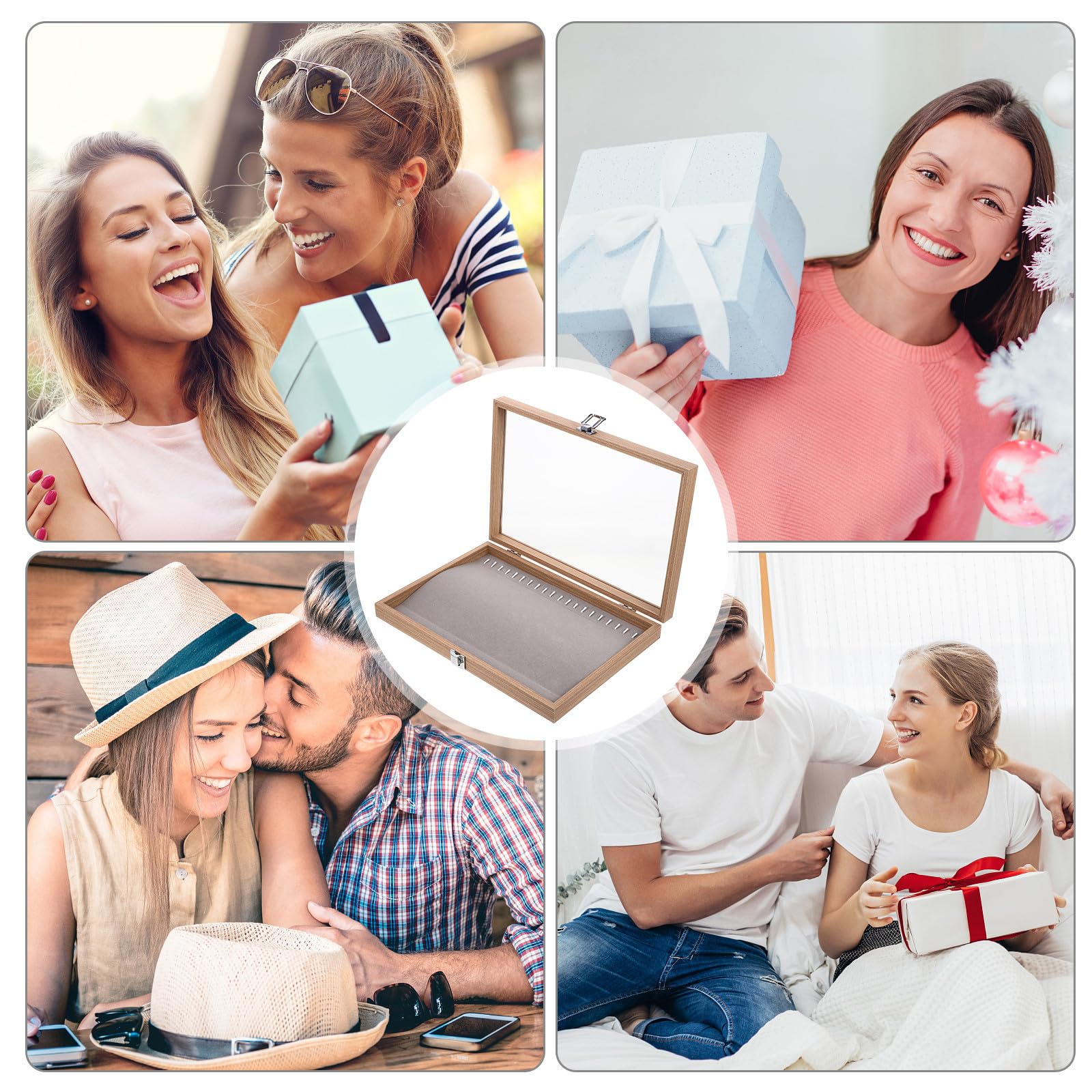 TEHAUX Madera Joyero 20 Compartimentos con Ventana Transparente, de Mesa