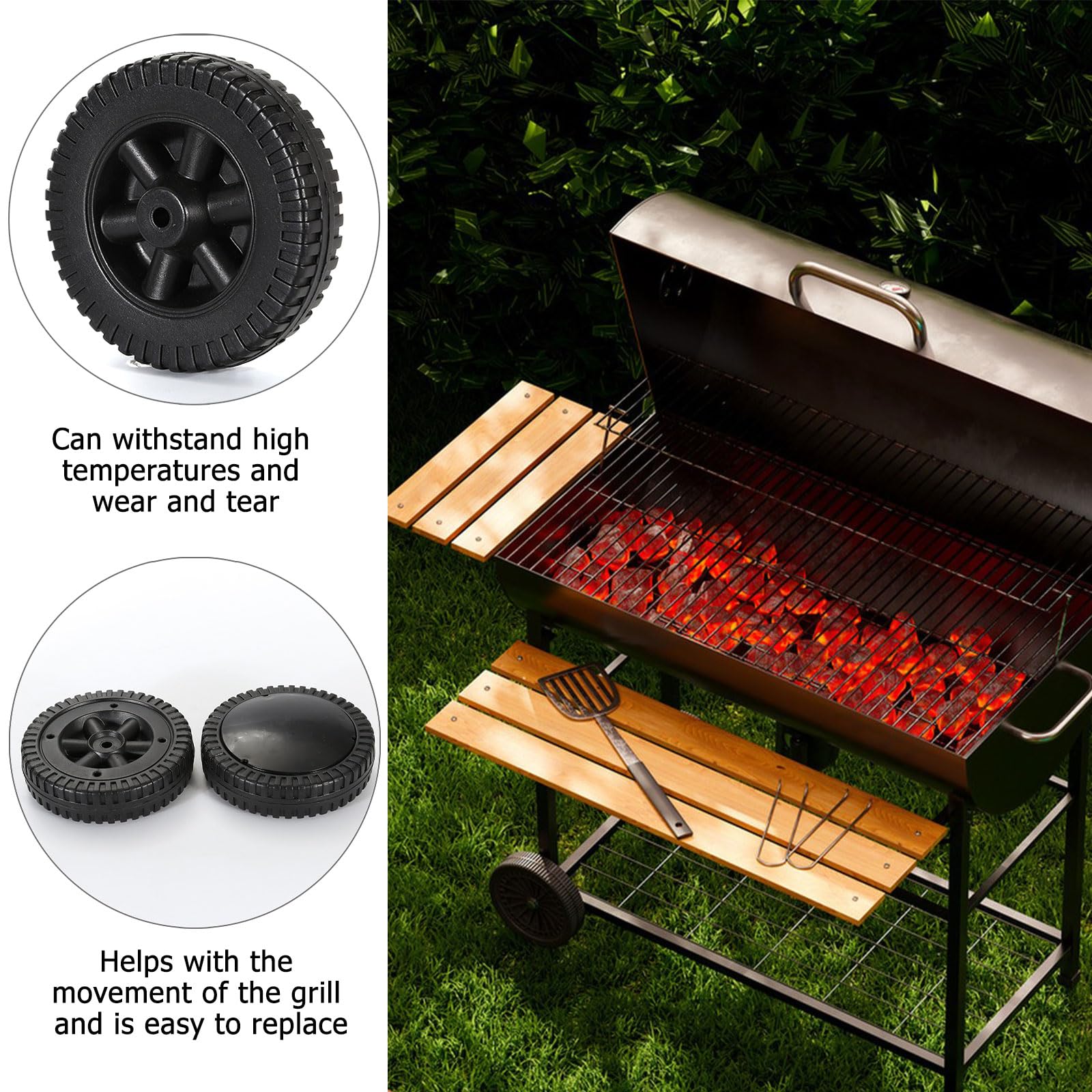 Grill Räder Ersatz 2 Stück - 6 Zoll Kunststoff Räder Für BBQ Grills