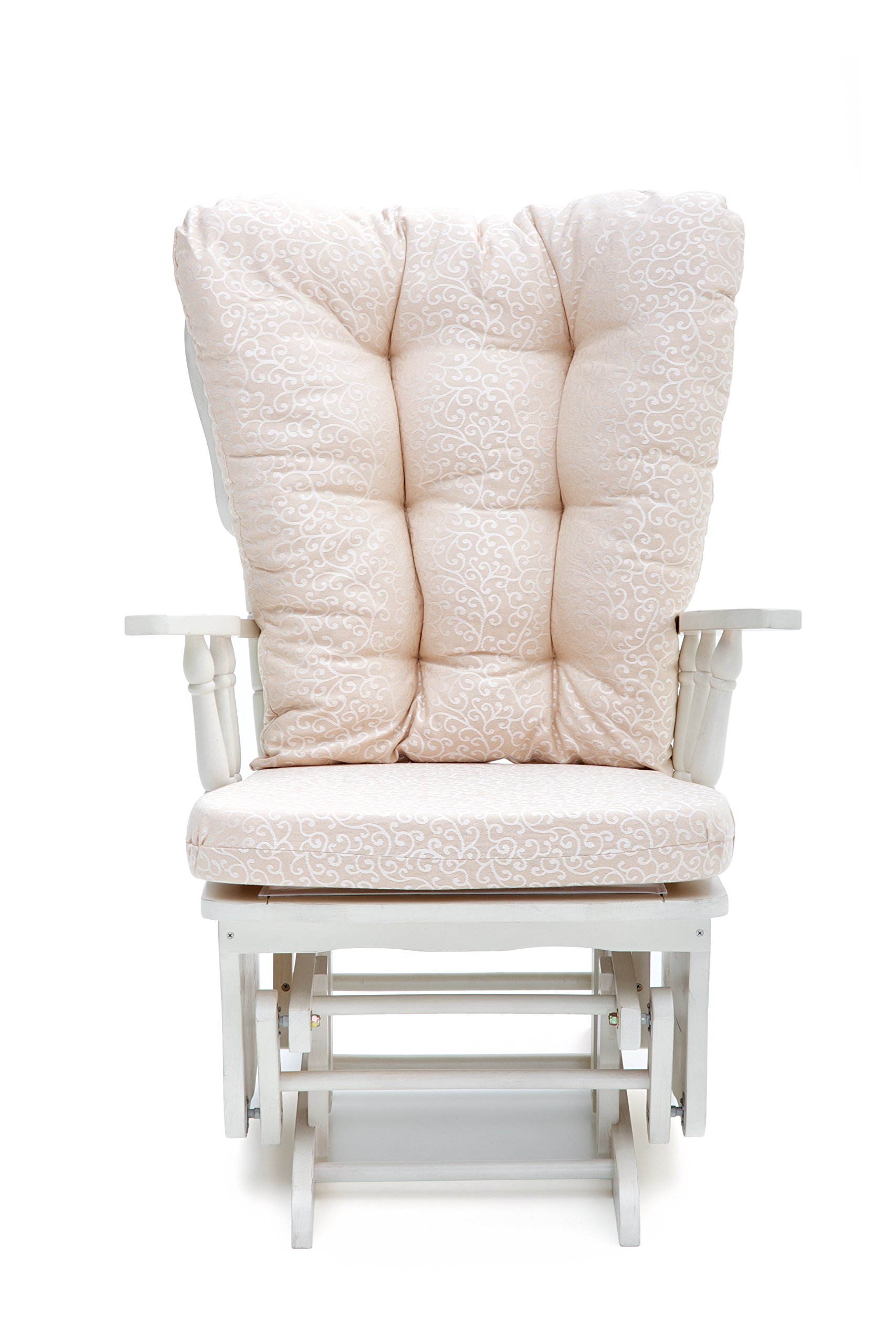 Poltrona A Dondolo Douglas Per Allattamento - Bianco Con Cuscino Beige 68x50x107 Cm