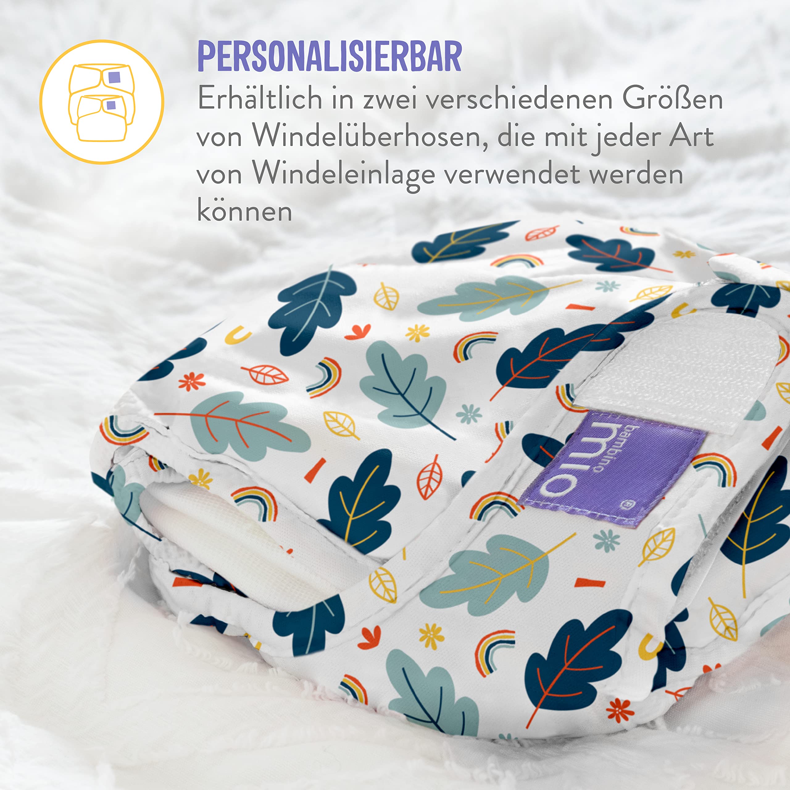 Bambino Mio, Mioduo All-in-Two Stoffwindel, bio chemikalienfreie Windel, Weiss, Size 1 (<9Kgs)