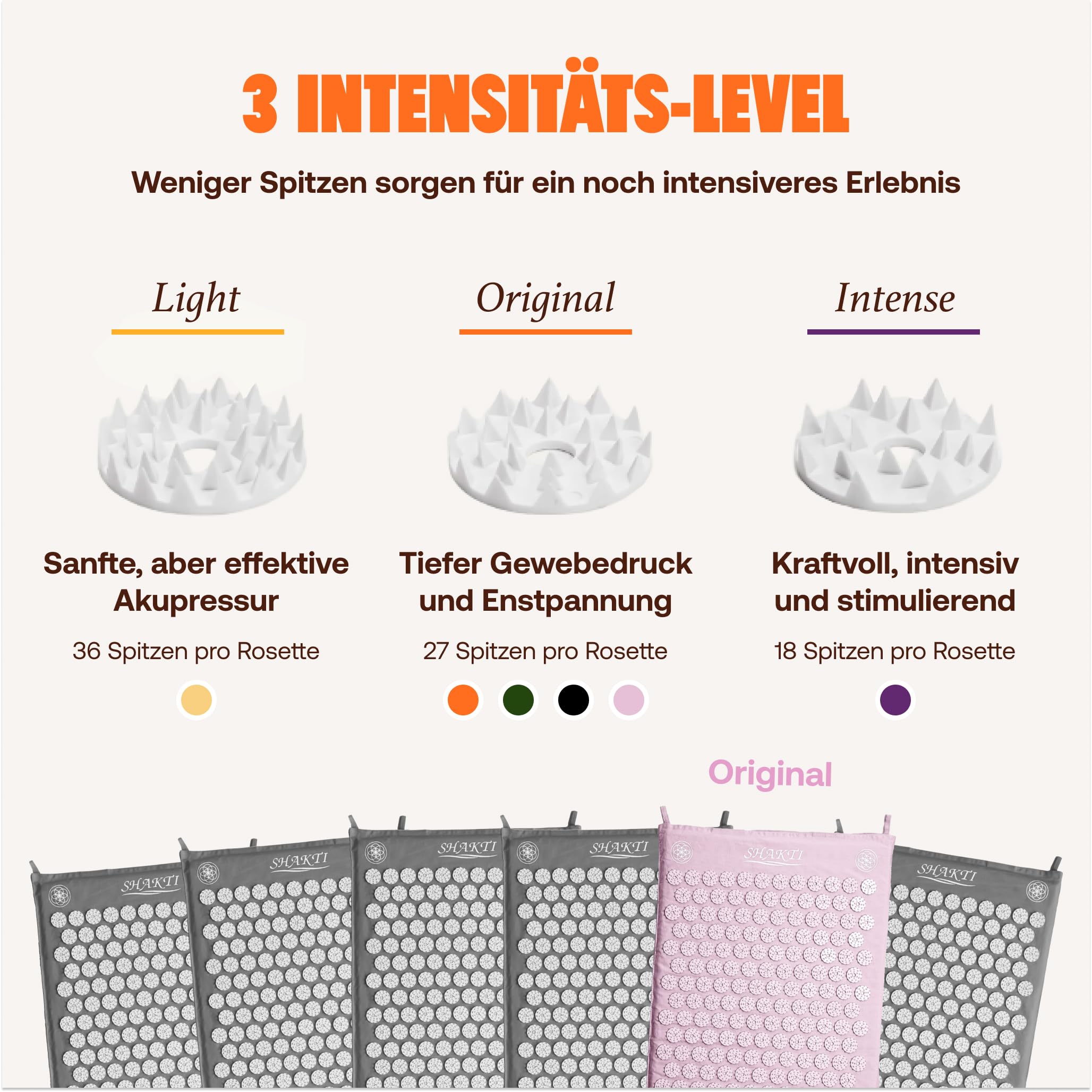 ShaktiMat [Das Original seit 2007] Akupressurmatte und Akupressurkissen Set zur Entspannung für Rücken, Nacken, Füße, GOTS-zertifizierte Bio-Baumwolle, Ethische Handarbeit, Rosa