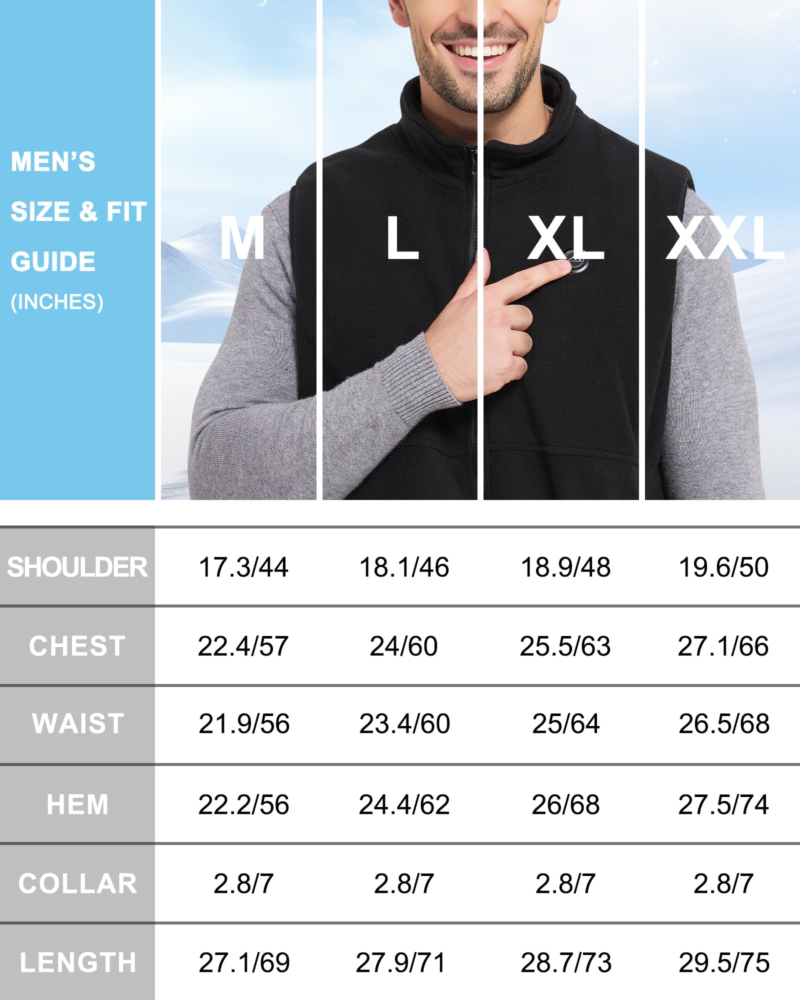 Chaleco Calefactable Hombre, Chalecos Calefactables Hombre,Forro Polar Chaqueta Calefactable Hombre,Chaleco Termico Electrico Con Bateria 10000mAh,Ligero Trabajo Al Aire Libre,Senderismo, Pesca
