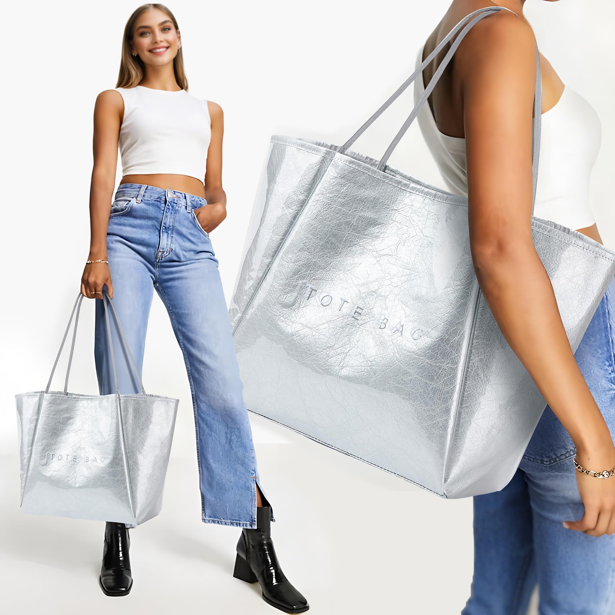 KALIDI Grand sac à main en PVC pour femme, sac de voyage de grande taille