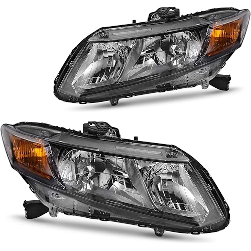 DWVO Headlight Assembly Compatible with 2012 2013 2014 2015 civic (Sedan 4-Door Model) / 12-13 Civic (Coupe 2-Door Model) Black Housing