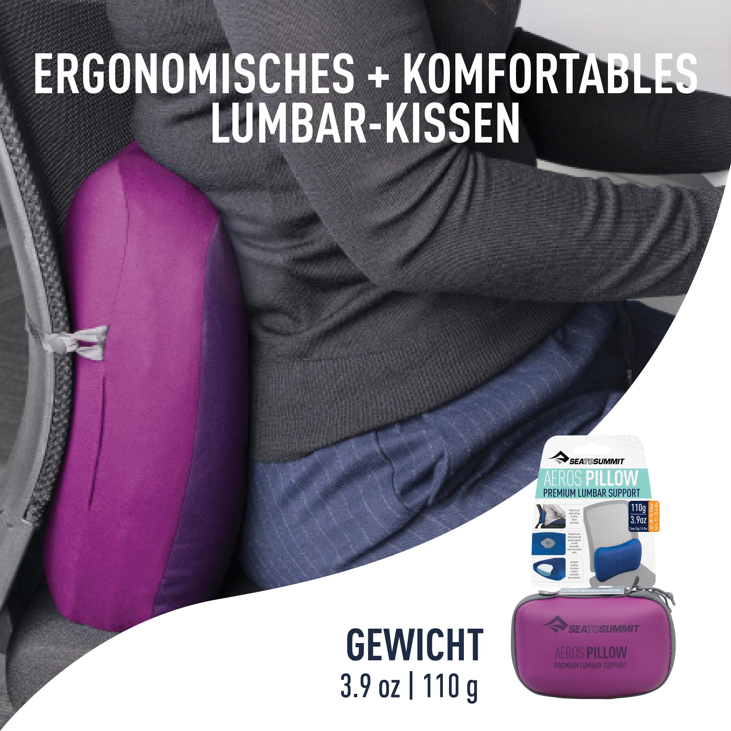 Produktbild von Lendenkissen, Aufblasbares Lendenkissen, Taillenkissen, Für Autofahren, Reisen, Flugzeug, LKW, Büro, Schreibtisch, Arbeit, Lesen, Erwachsene