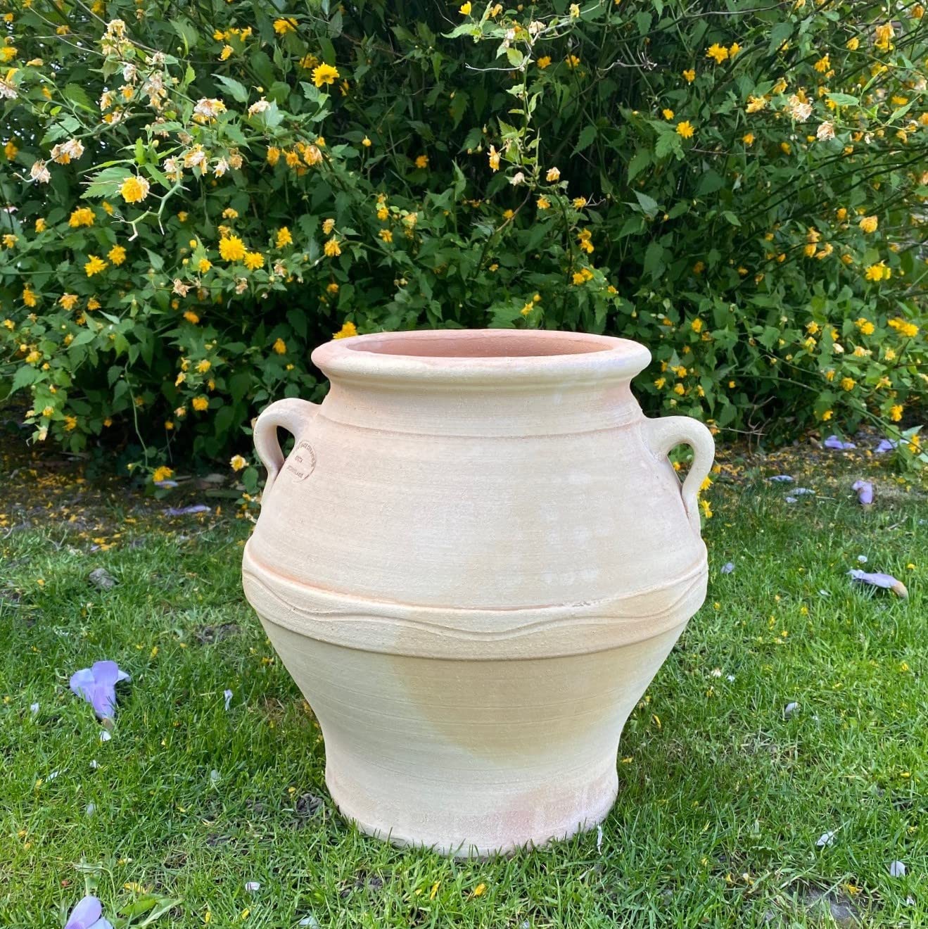Palatina Werkstatt Terracotta Amphore Cassia 35cm - 100% handgefertigtes Unikat aus Griechenland - Verzaubern Sie Ihren Garten oder Terrasse in eine grüne Oase