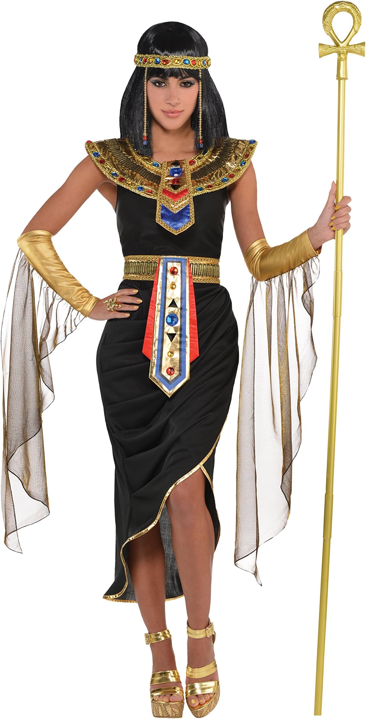 amscan Egyptian Queen Costume with Headpiece for Adults-1 PC, Non Solid Colour