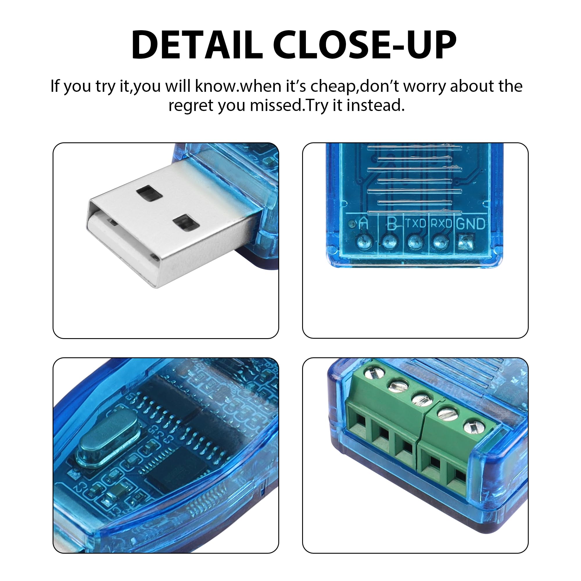 Bewinner Adattatore Convertitore da USB a RS485, Adattatore da USB a con Chip FTDI, Adattatori di Rete USB Compatibili con USB Rev 2.0 con CD Driver per Computer/PC