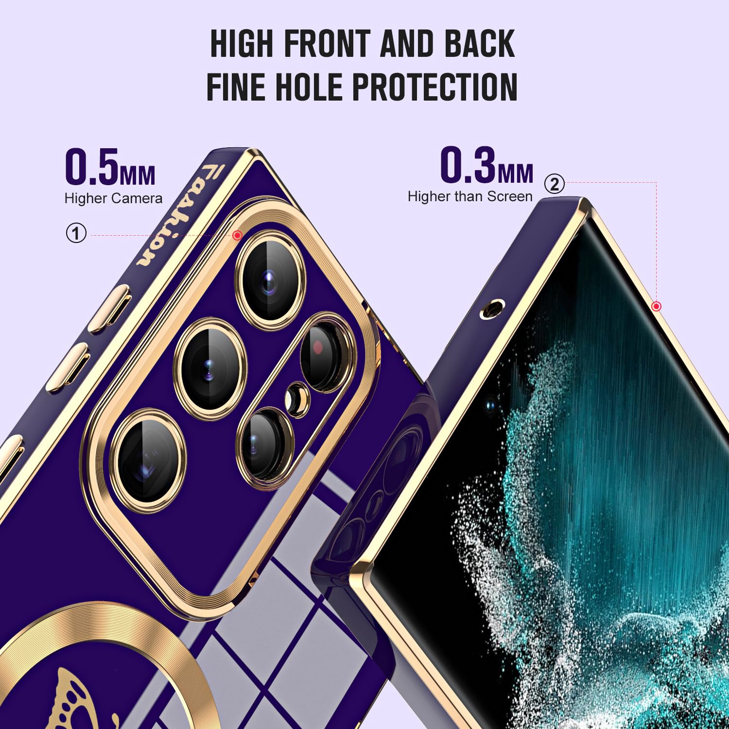 Coque Magnétique pour Samsung Galaxy S24 Ultra/S24 Plus/S24, Caméra Lentilles Protection Etui, Luxe Galvanisé Mince Lisse TPU Souple Housse,Black1,S24