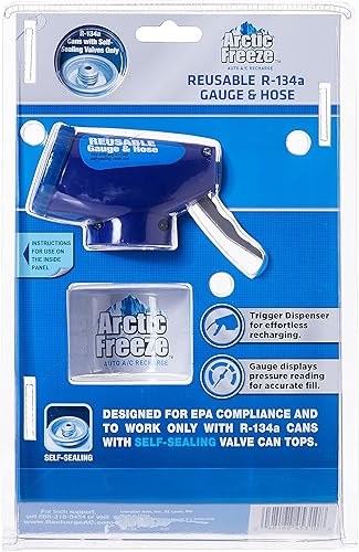 Miniatura 3 de Arctic Freeze - Medidor y manguera de aire acondicionado de automóvil, kit de recarga de CA reutilizable compatible con latas R-134A con válvulas