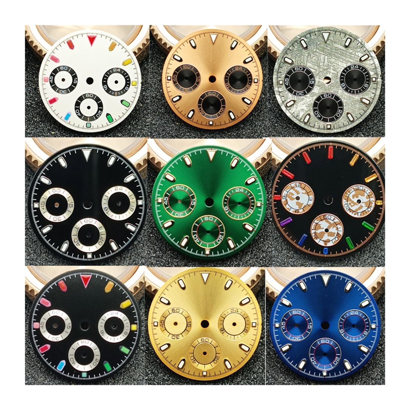 Generico Quadrante Verde Luminoso Da 29 Mm Quadrante For Orologio Da Uomo Con Movimento VK63
