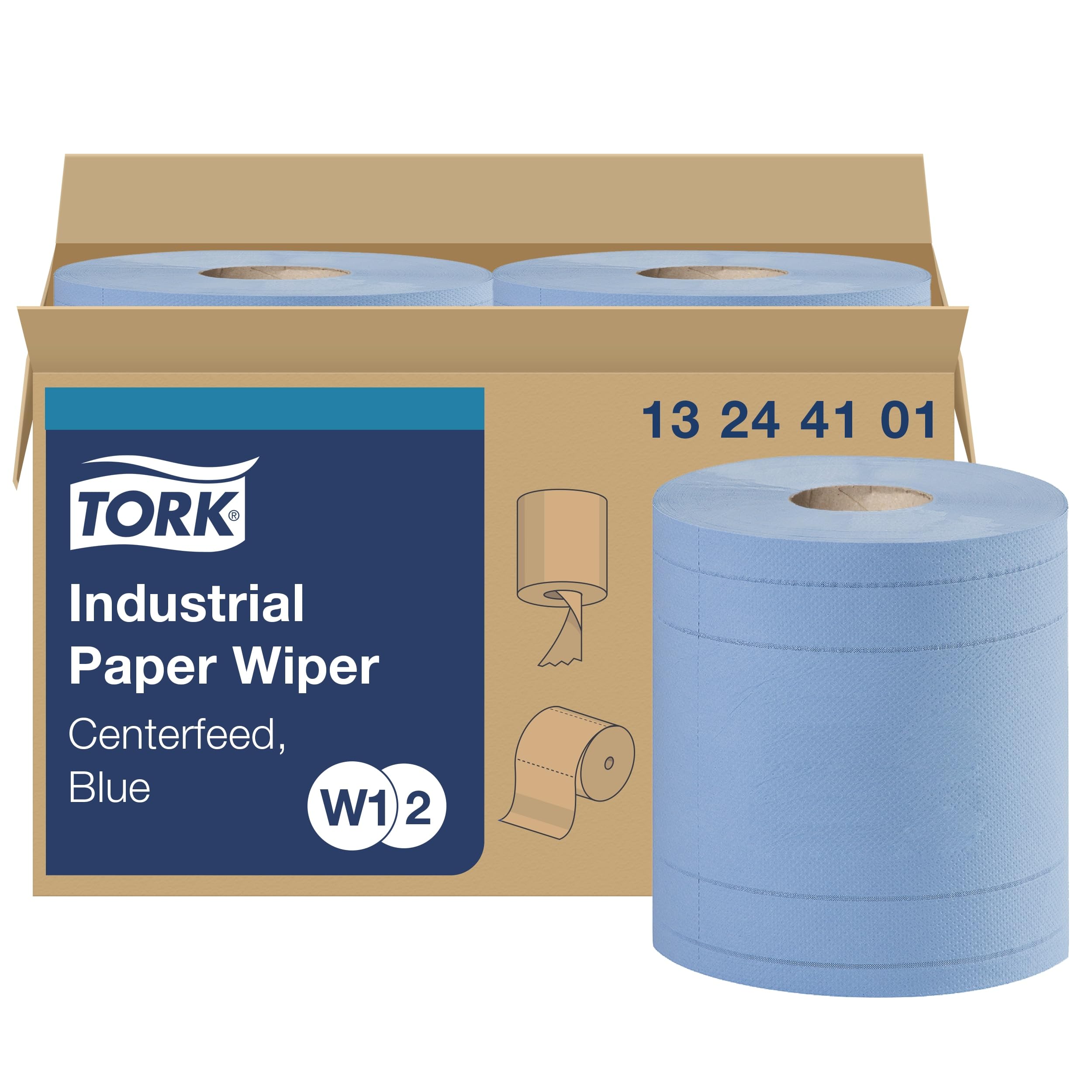 Amazon.com: Tork Industrial Wiper Blue W1/W2, Centerfeed, 2 x 375