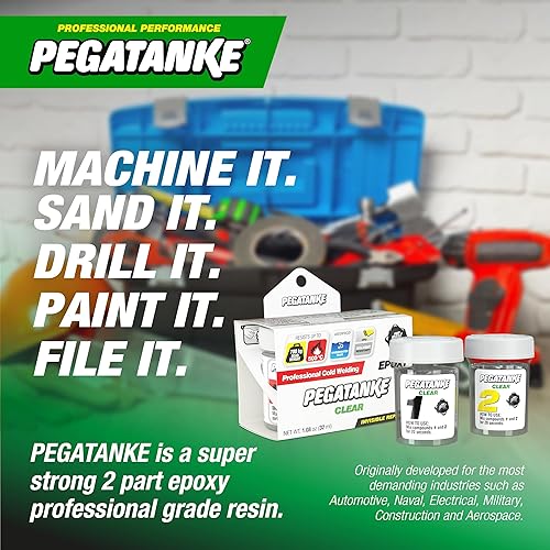 Miniatura 4 de PEGATANKE - Resina epoxi transparente de 2 partes  Adhesivo profesional de soldadura en frío  Pegamento de metal de alta resistencia para tanques de