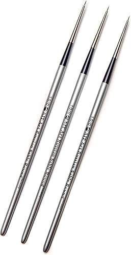 Miniatura 2 de AIT Art Select - Pinceles de pintura redondos, tamaño 100, paquete de 3, color rojo puro ruso, hecho a mano en Alemania para elaborar detalles