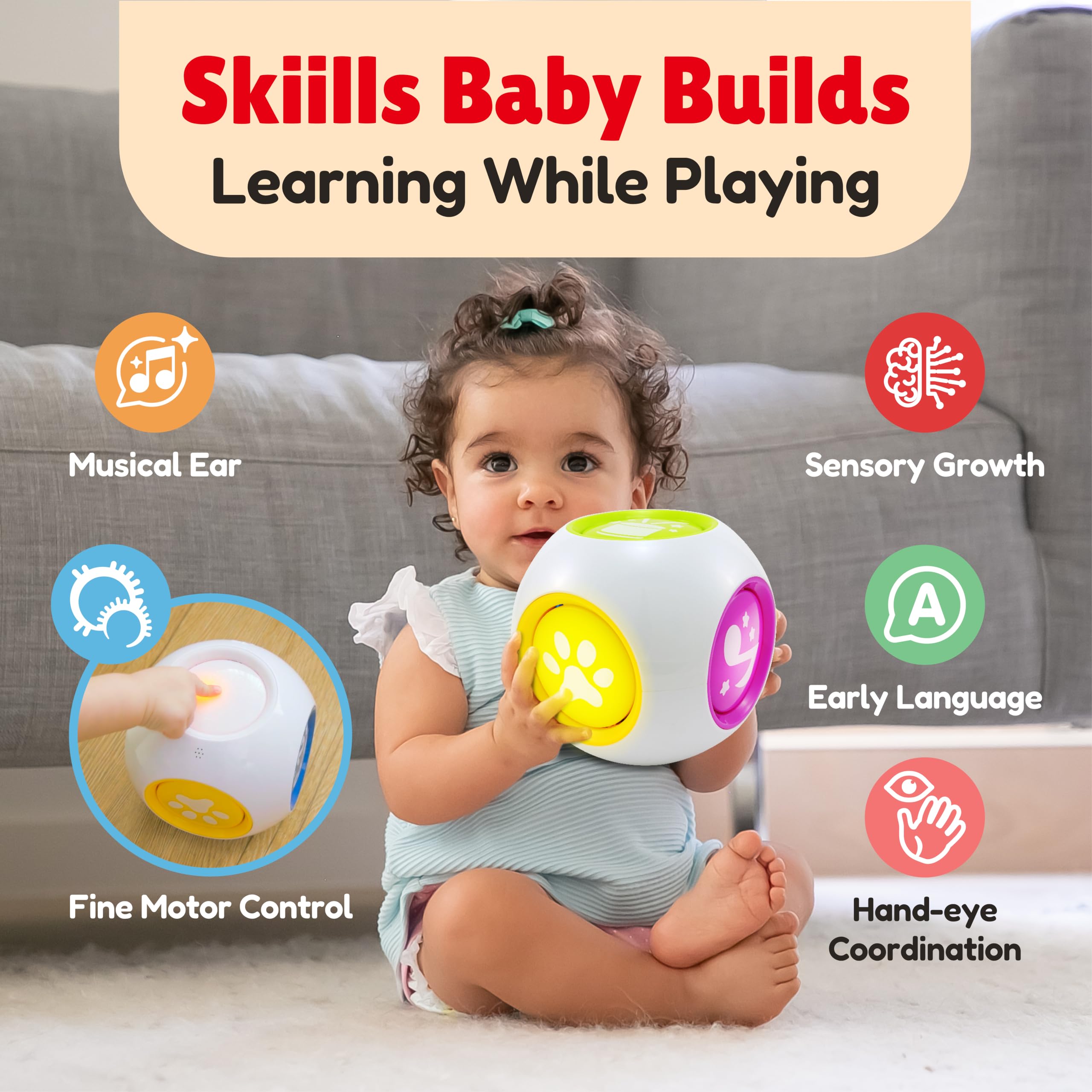 BEST LEARNING Cubo didattico - Cubo di attività educative Giocattolo a Blocchi per Neonati e Bambini dai 6+ Mesi Neonati [Versione in Lingua Inglese]