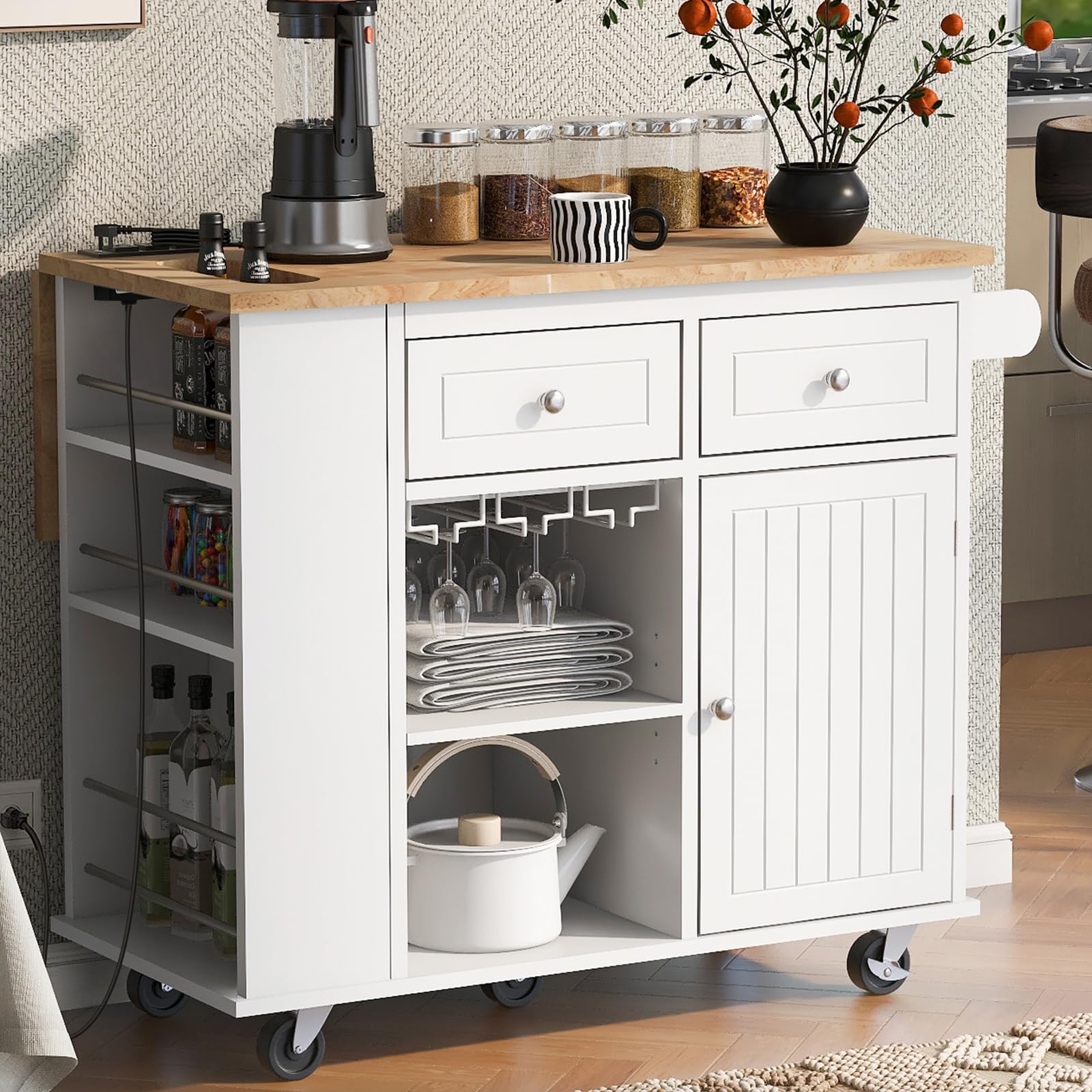 Buy DOINUO Kitchen Island Cart with Power Outlet, Rolling Kitchen