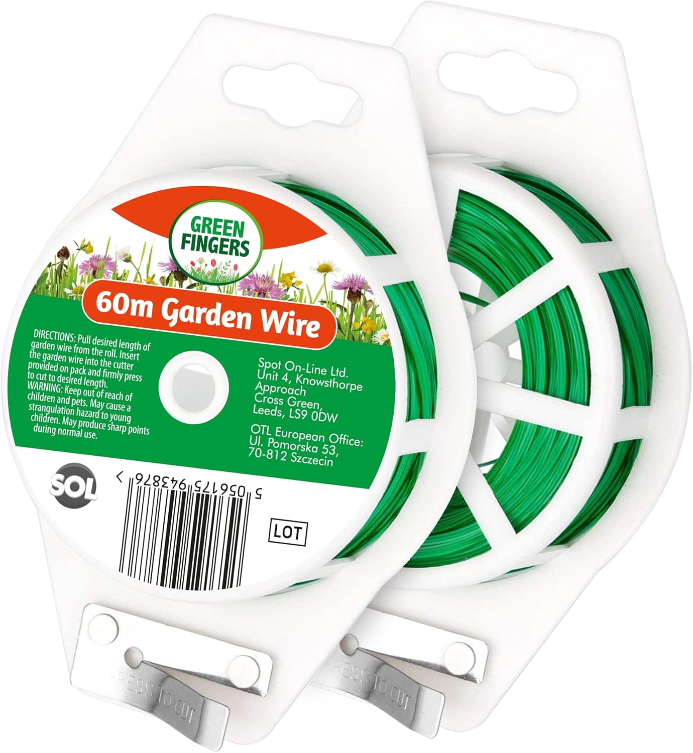 2pk Garden Wire with Dispenser & Cutter 120m Heavy Duty Garden Wire