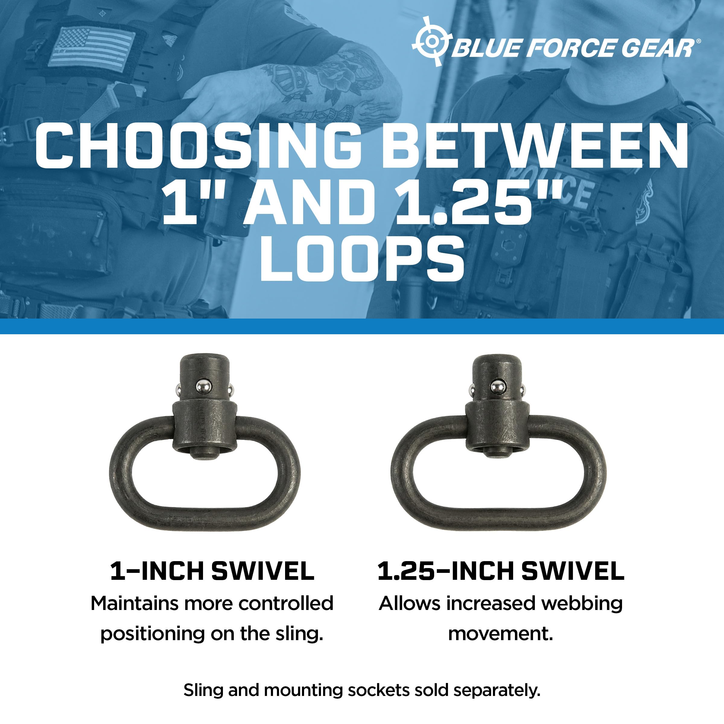 Blue Force Gear Sling Swivel - Acier usiné, Phosphate Lourd Enduit Sûr Sling Pivotant Tissage