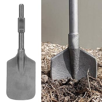5 Pit Shovel Jack Hammer Breaker Clay Spade Chisel Bit For Jack Hammer, Chrome Steel Clay Spade Scoop Chisel For Electric Breaker, Grooves Or Holes With Black Plastic Box