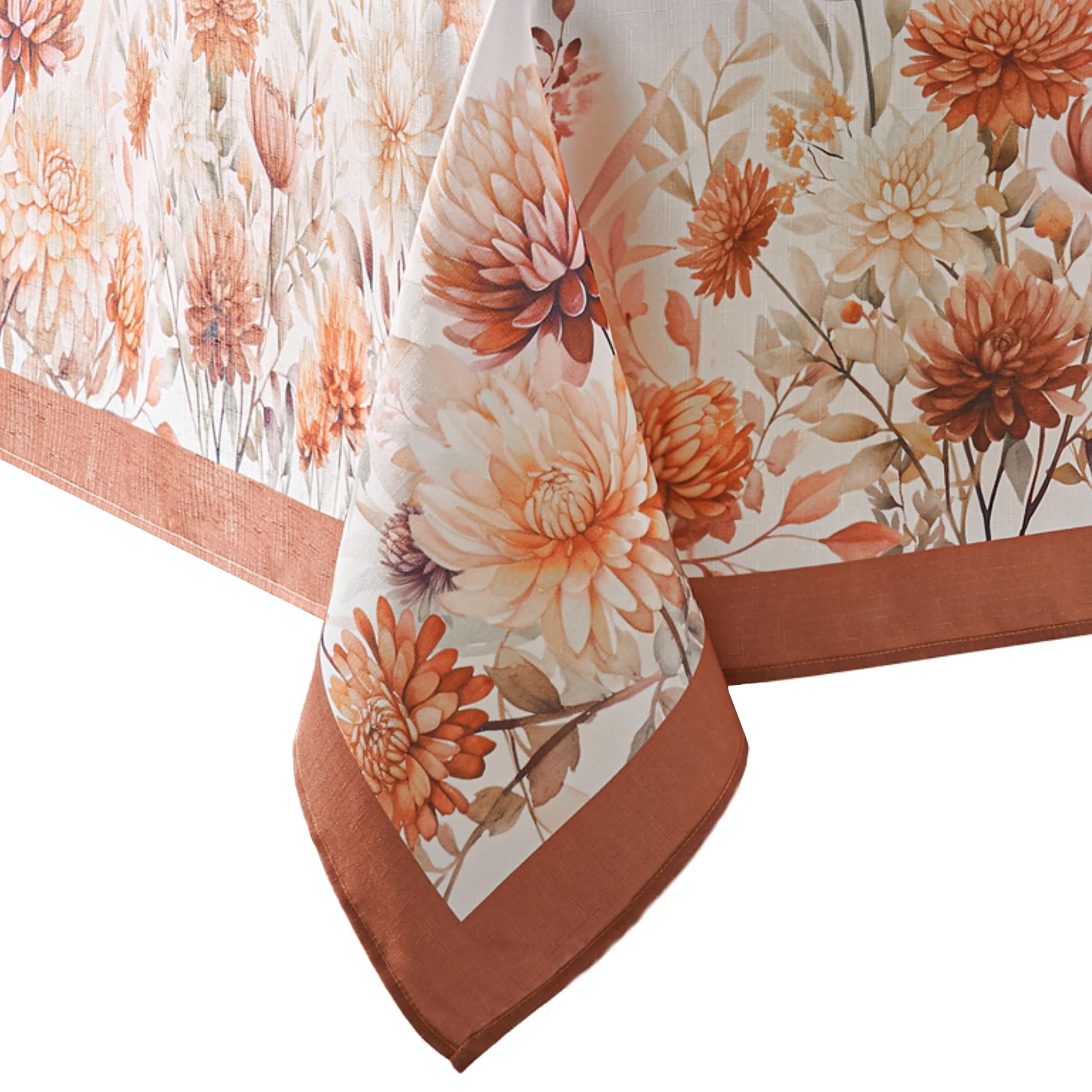 Elrene Home Fashions Autumn Blooms Floral Fall/Harvest/Thanksgiving Rectangle Wrinkle Resistant Tablecloth, 60"x84"