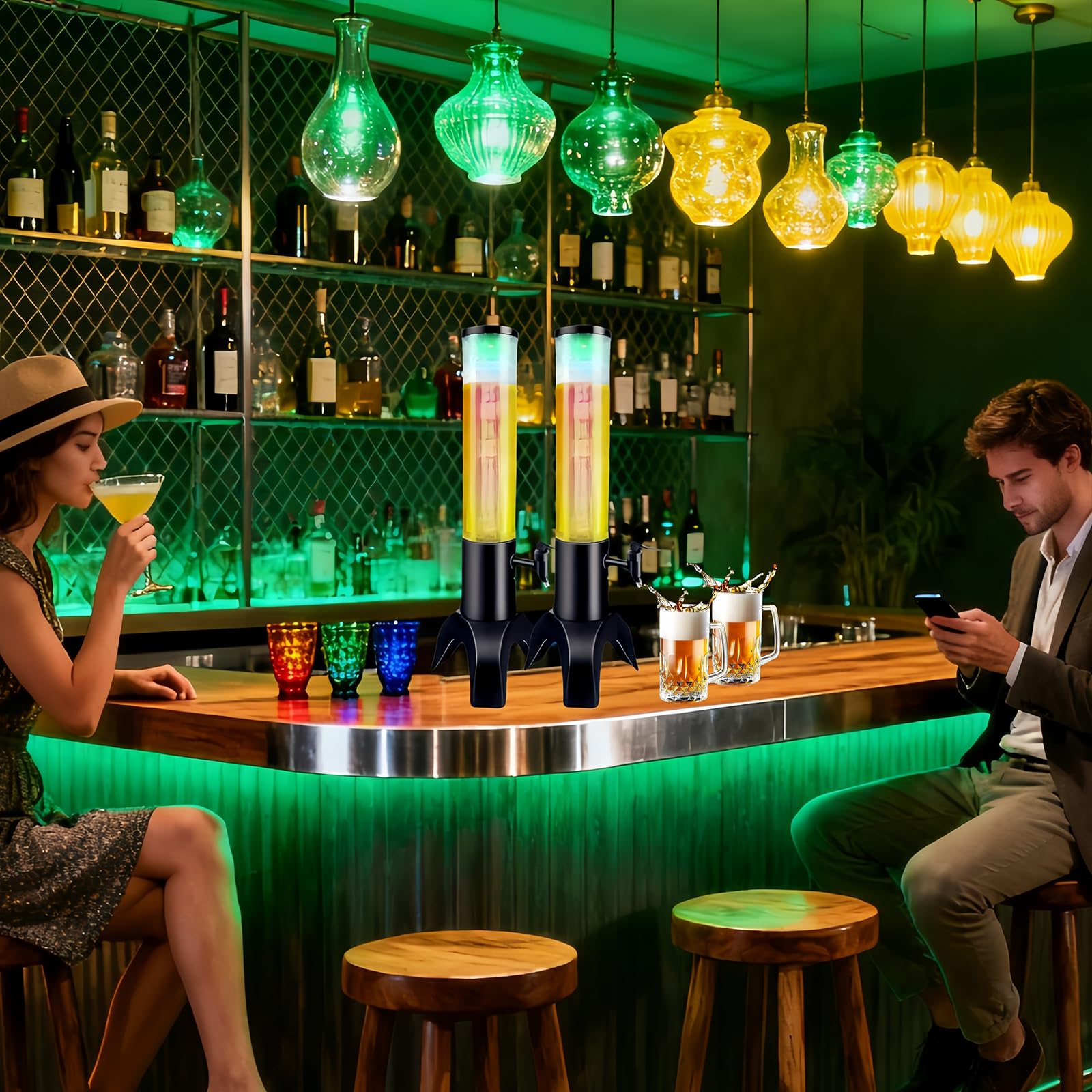 1,5 l Mimosenturmspender, 1,5 l Getränketurm, Tisch-Bierspender mit Eisröhre, für Bars, Bars, Partys, Restaurants (1 Packung)