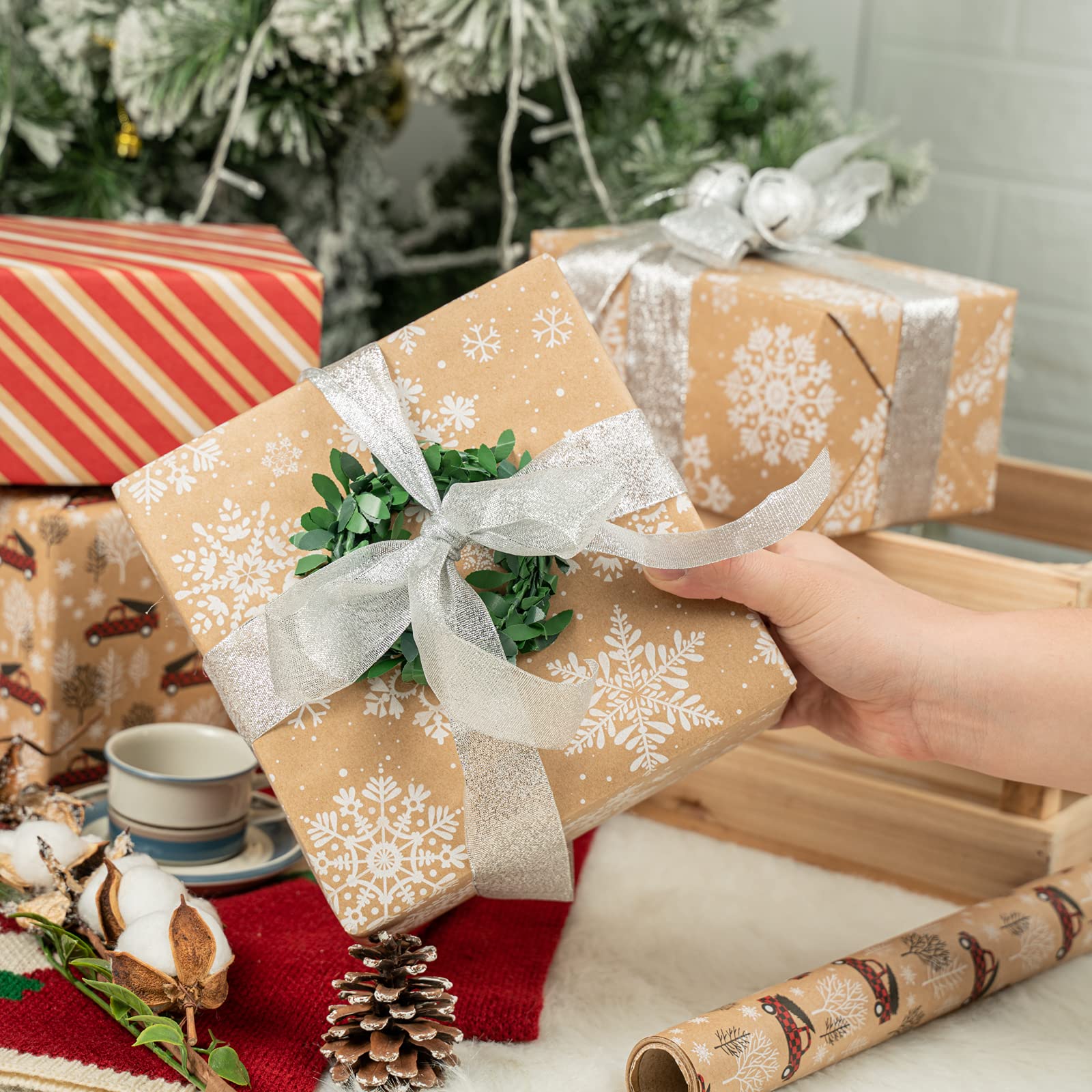 Confezione Di Carta Da Regalo Glitterata Di Lusso Deco Gold (12