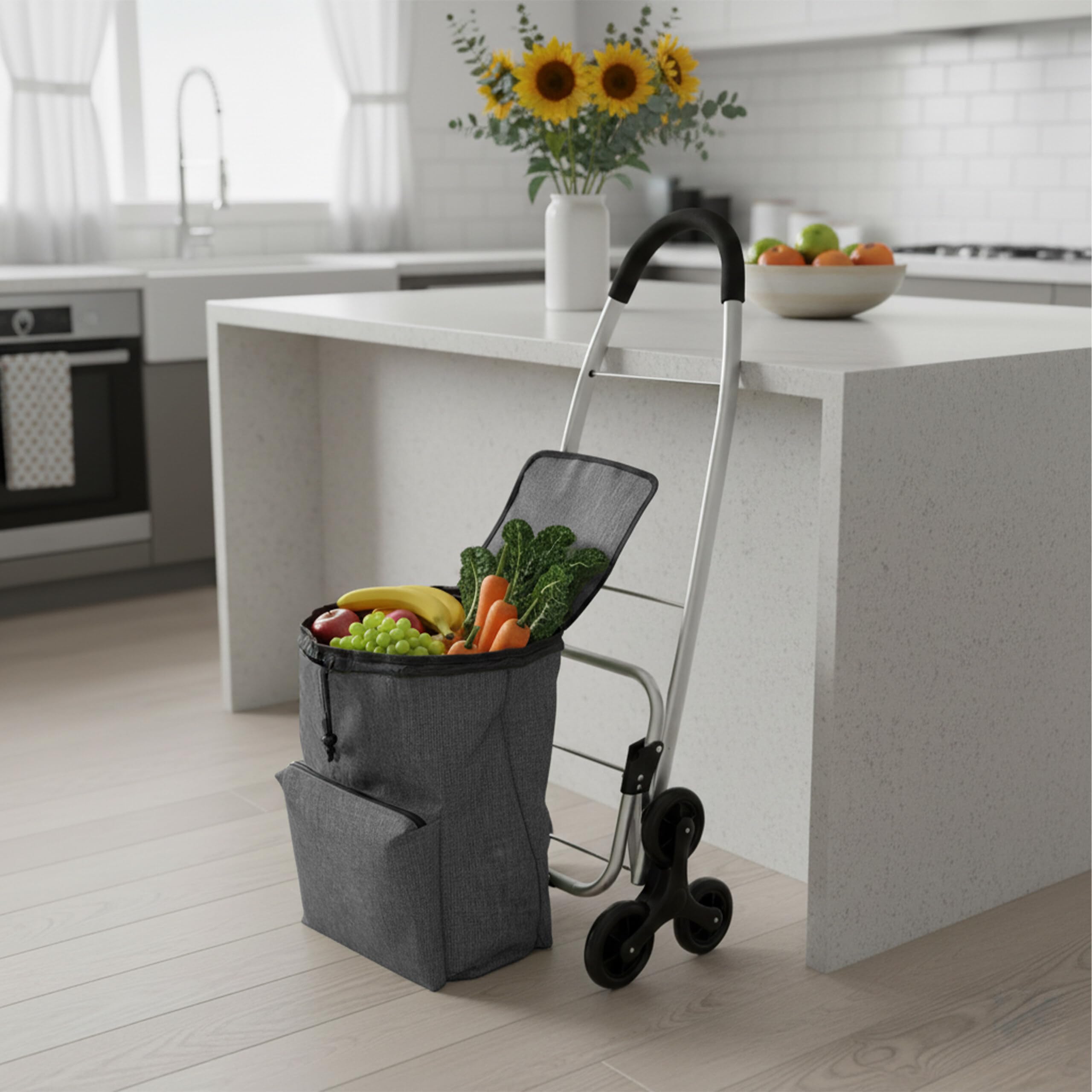Relaxdays Wózek na zakupy, do wchodzenia po schodach, komora chłodząca, zdejmowana torba, 45 l, do 35 kg, składany wózek na zakupy, szary