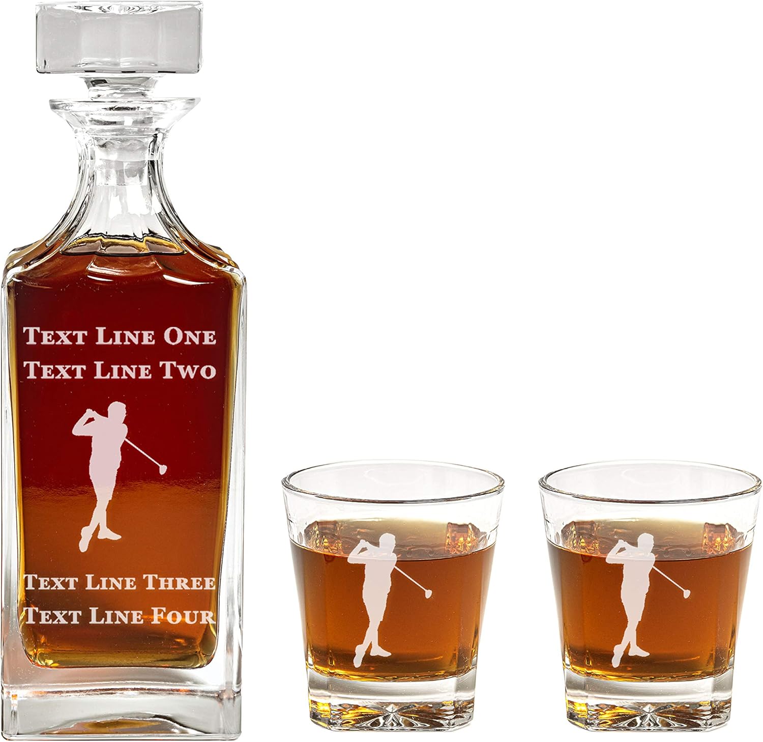 Golf Lovers Decanter Set 900ml Engraved Decanter w/Golf