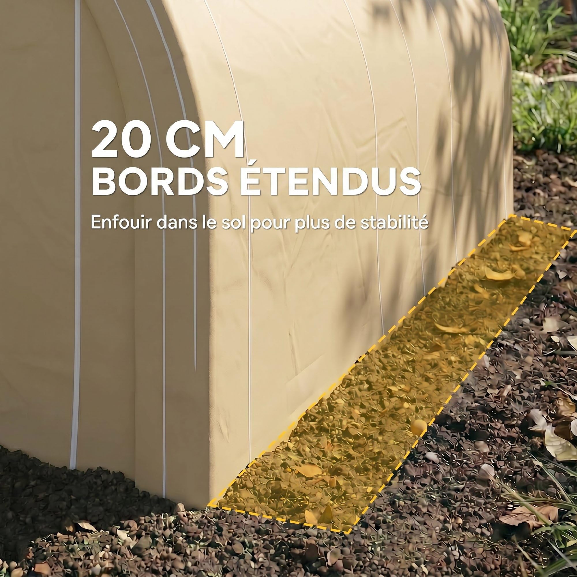 Outsunny Carport Tente de Garage 5 x 3 x 2,4 m, abri Voiture extérieur, Tente de Stockage avec Porte Enroulable zippée, Acier galvanisé, PE Haute densité 190 g/m², Beige