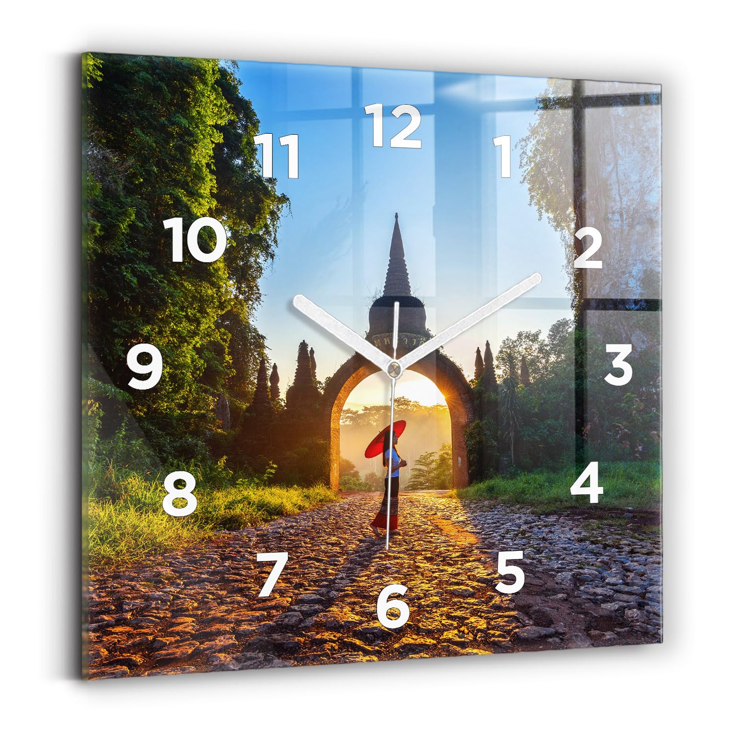 Horloge murale carrée 30x30 cm moderne avec affichage analogique et mécanisme silencieux