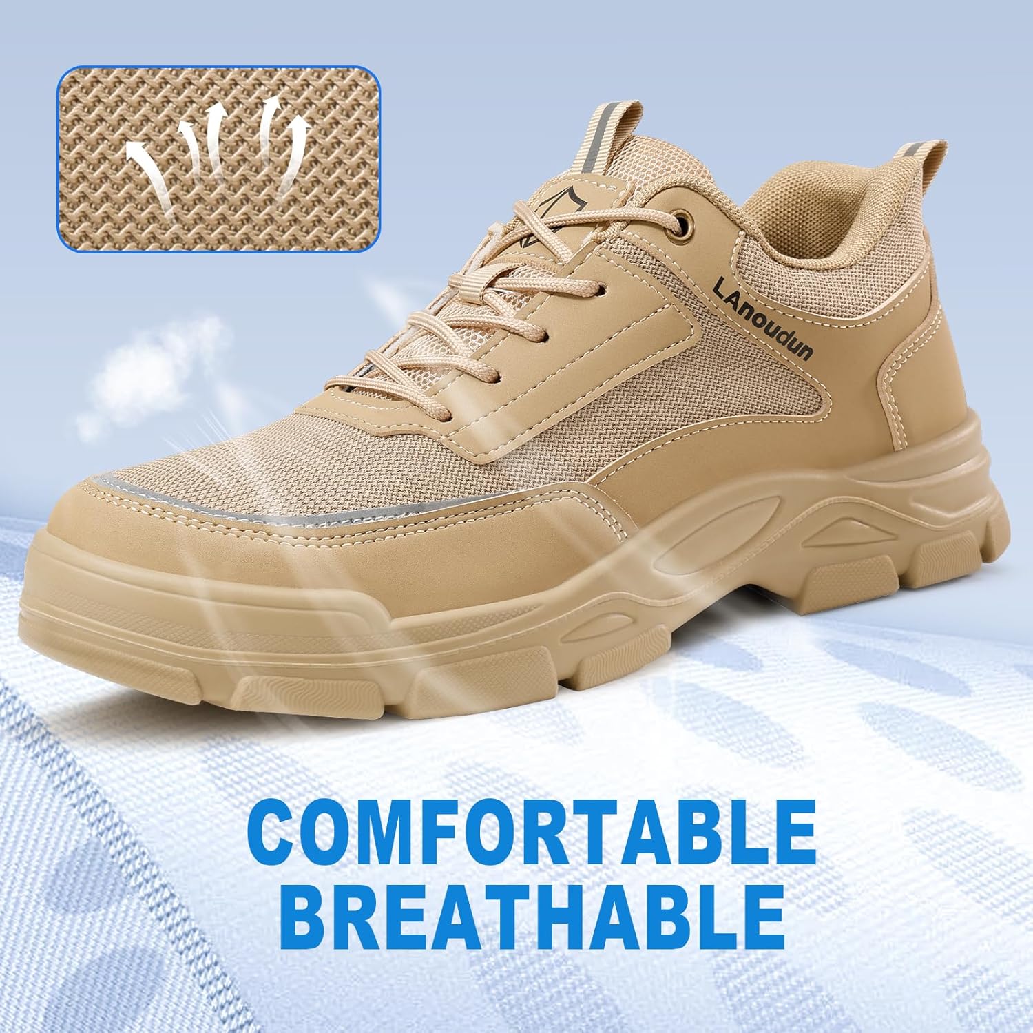 Steel Toe Shoes for Men Lightweight Work Shoes Comfortable Mens Work Boots Indestructible Safety Shoe for Men Industrial Construction Steel Toe Sneakers Soft Mens - Image 5