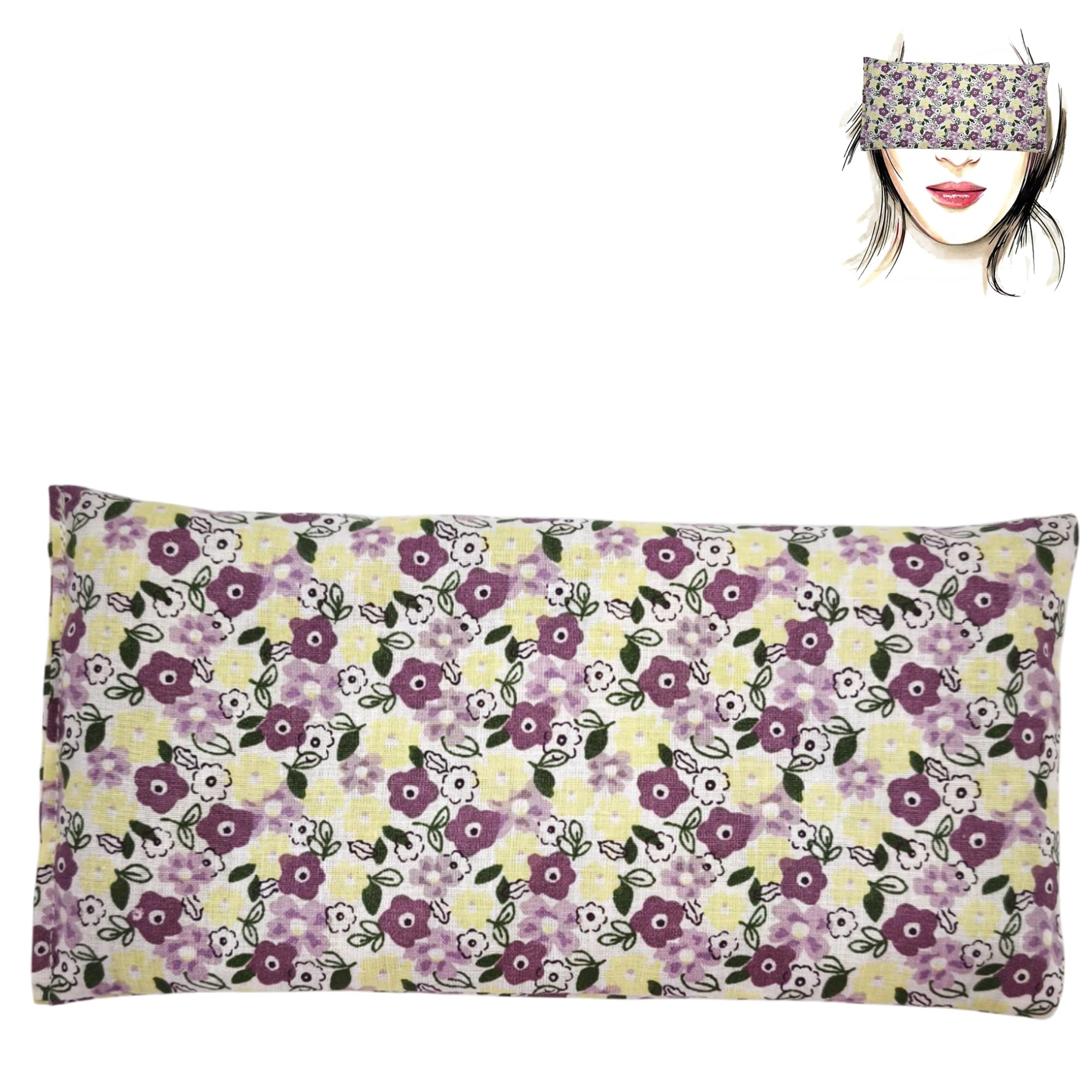 Pack 4 "lilas et jaune" - Coussins de Yoga pour les Yeux - Oreillers pour les yeux | Graines de Lavande et de riz | Yoga, méditation, relaxation, reposer des yeux - pack 4 unités - 21x11cm/unité
