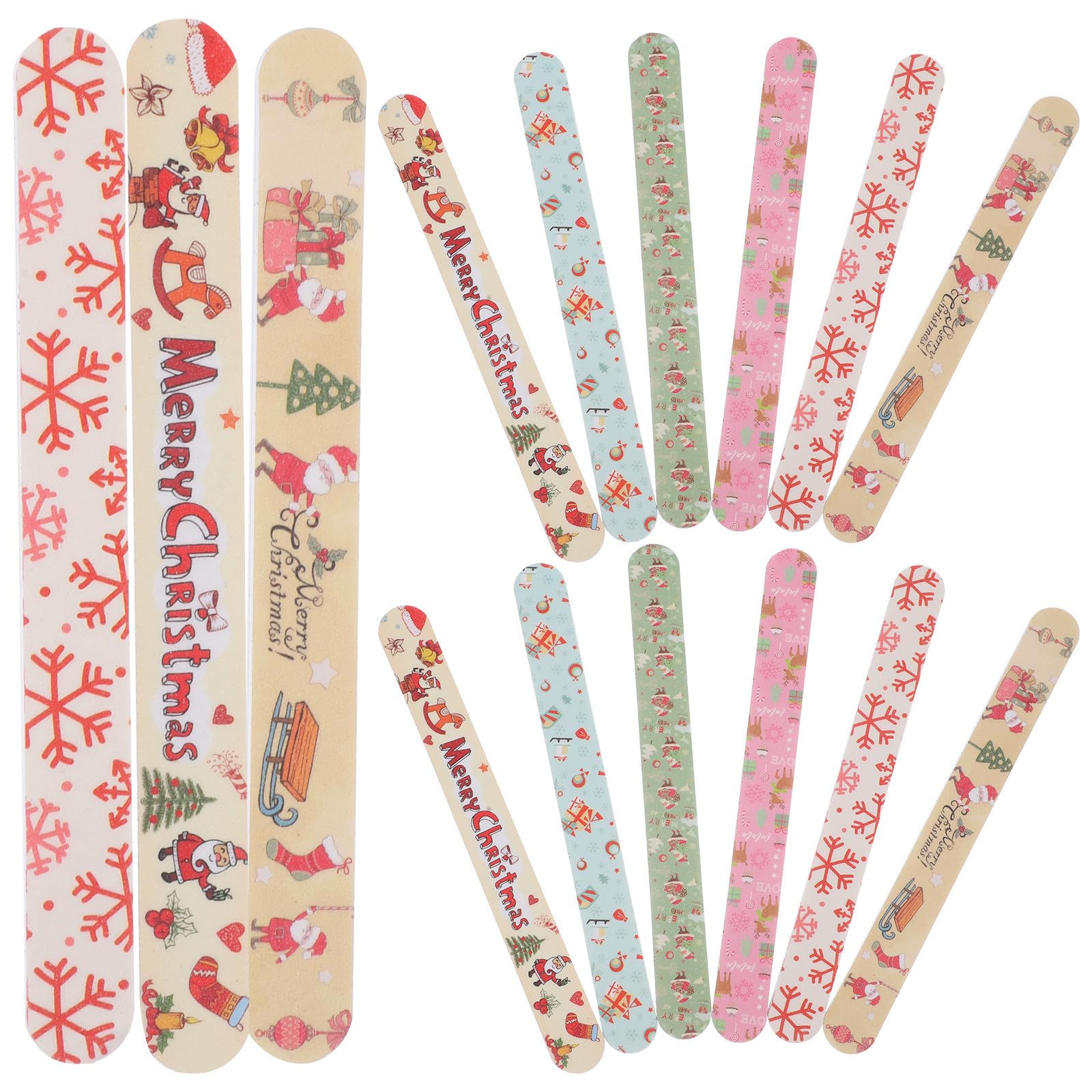 Beaupretty 24 Piezas Limas de Uñas Profesionales Diseño Navideño para Eliminar Pegamento, Material Eva Resistente y Uso en Casa Obsequio Especial Varios estilos