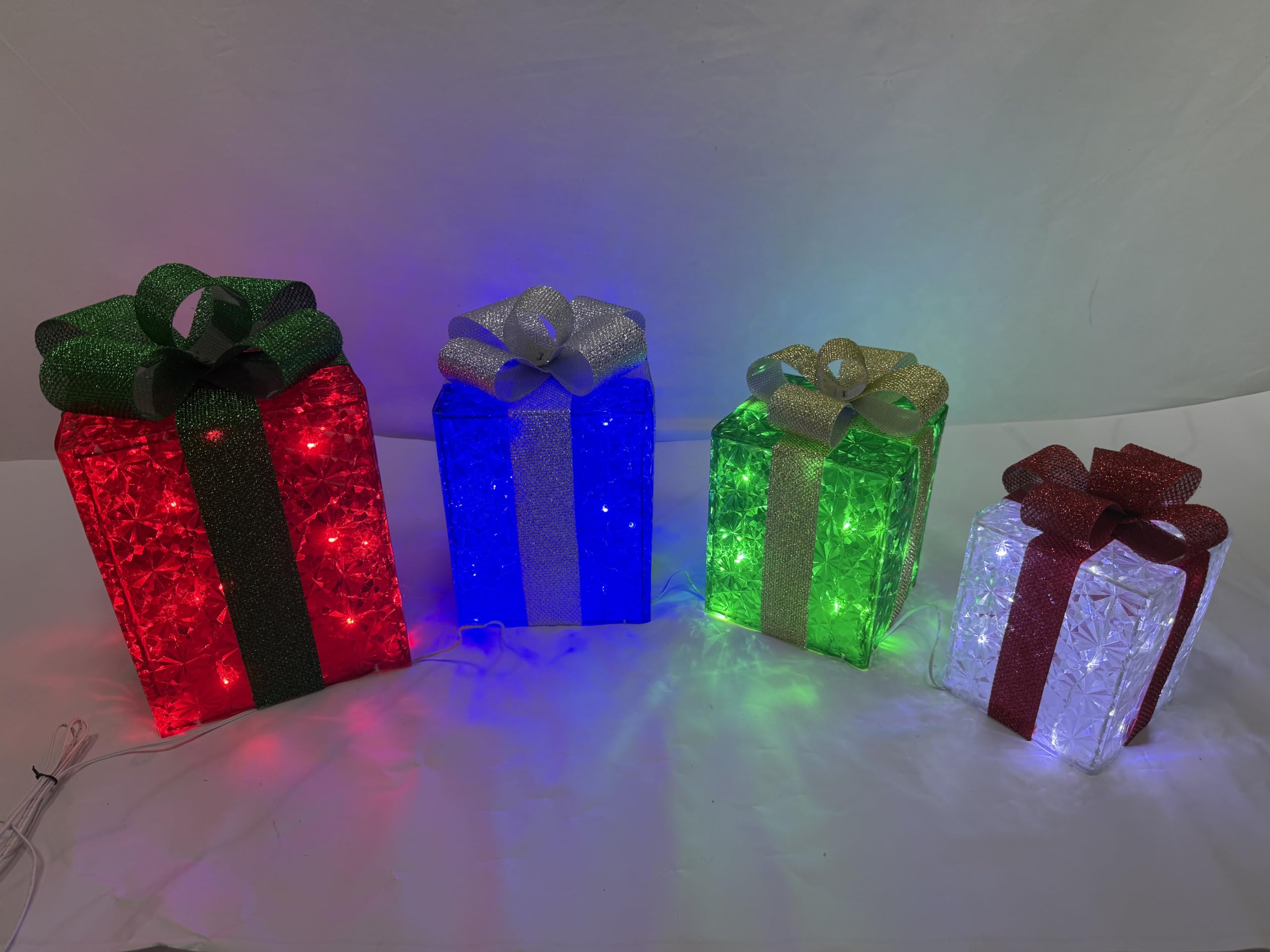 Lot de 4 boites lumineuses décoratives avec nœud