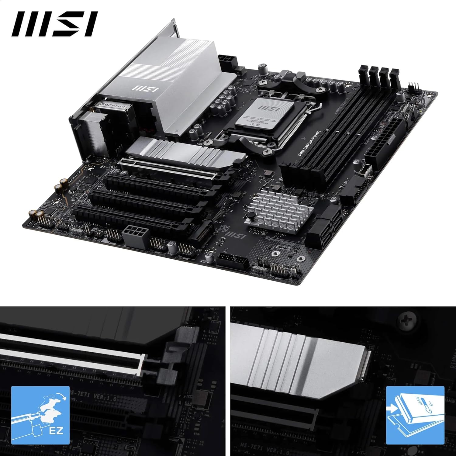 MSI PRO B850M-P WiFi Motherboard with M.2 Shield Frozr II detail