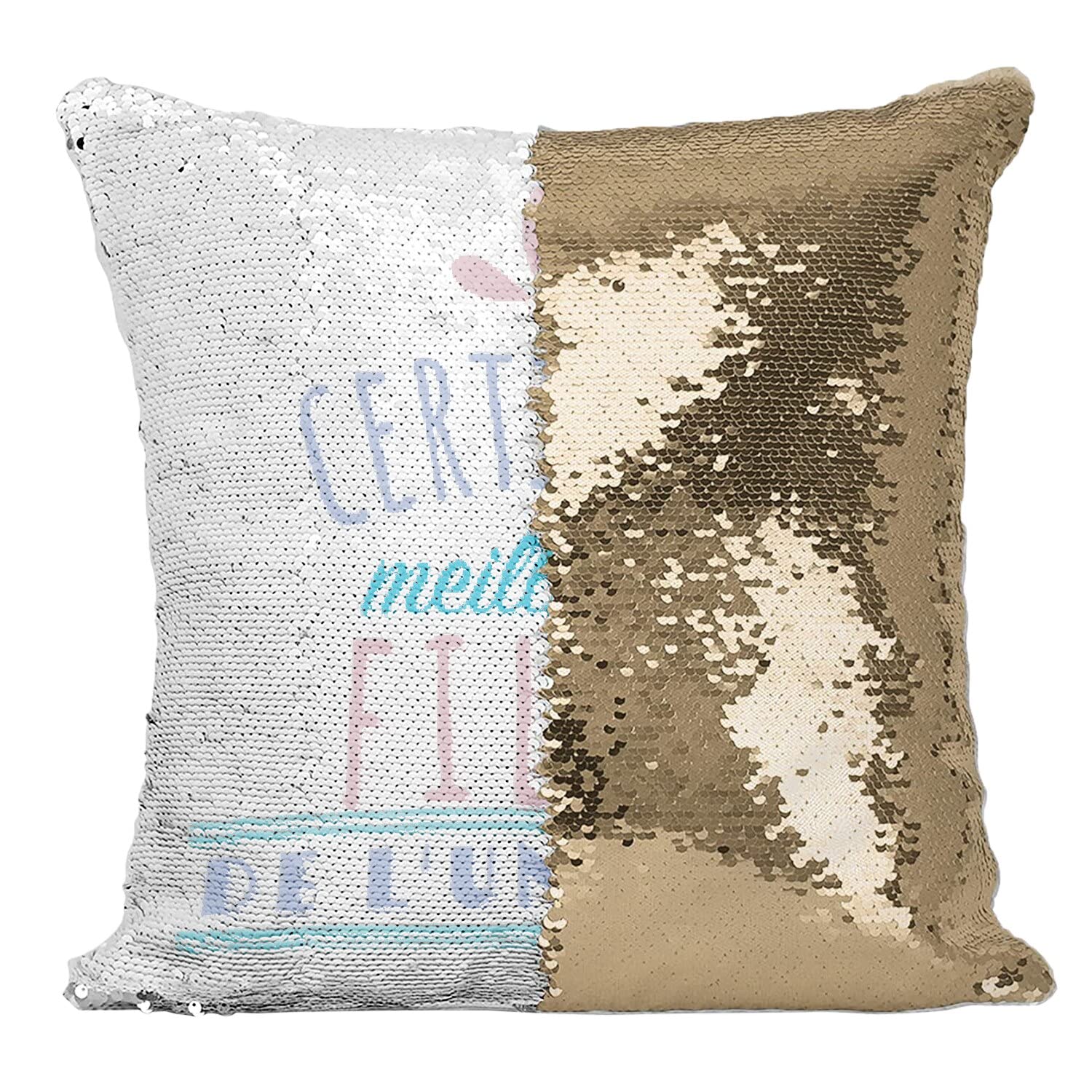 Coussin Sequin Doré Paillettes Famille Mère Maman Fille pour décoration