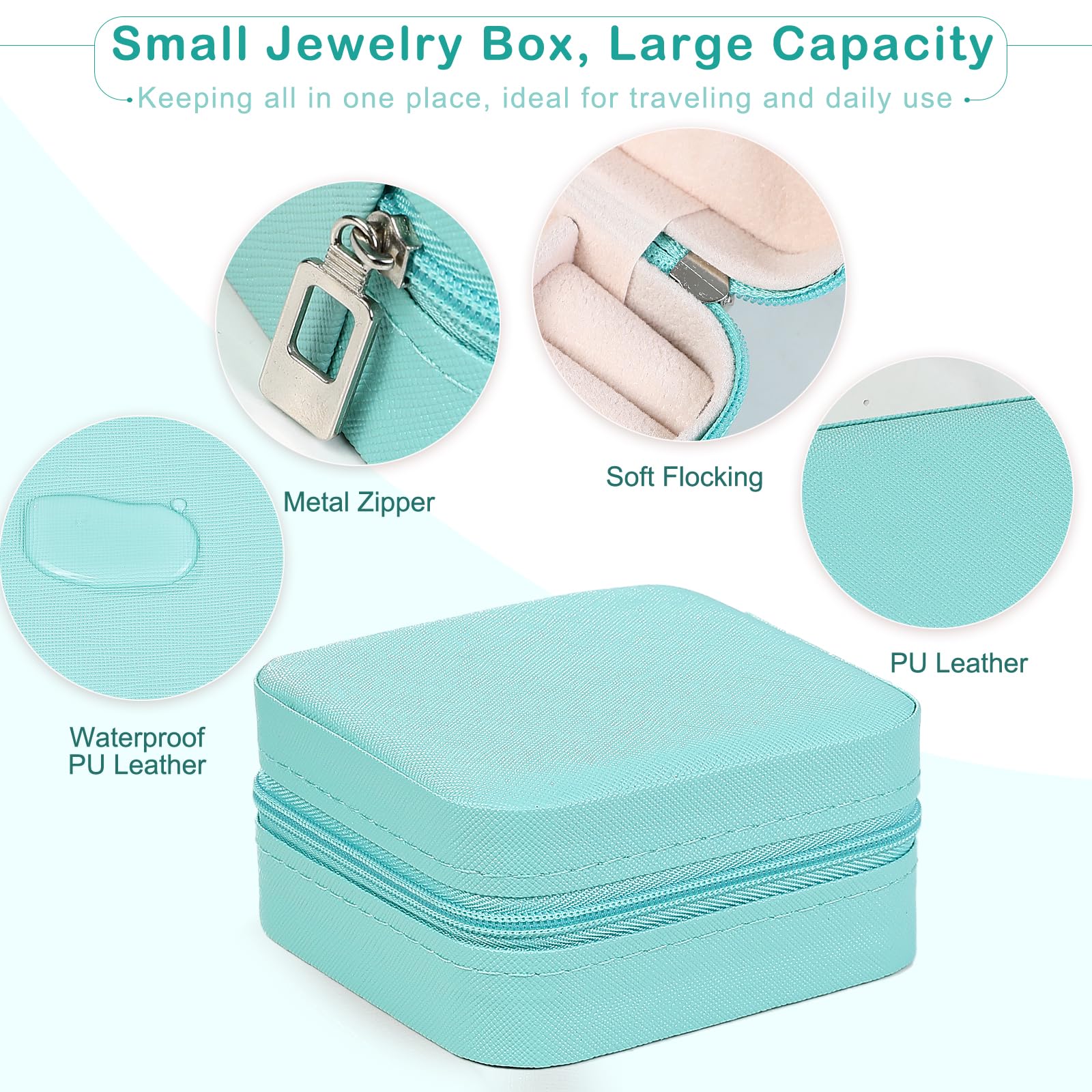 AiQInu Scatola Portagioie da Viaggio, Piccoli Porta Gioielli Donna, Portagioielli da Viaggio, Organizzatore Portagioie da Viaggio per Orecchini, Anelli, Gioielli